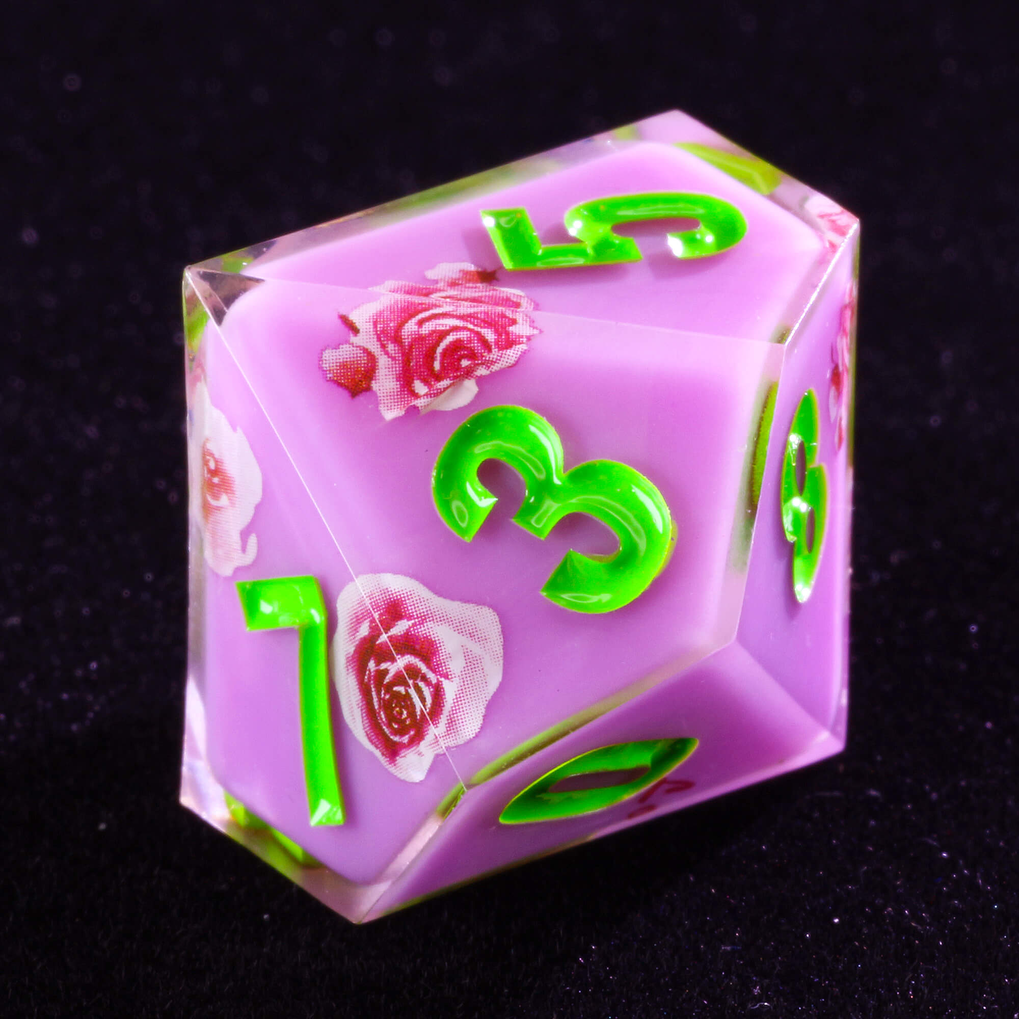 Rpg 7 Polyhedral Resin D and D Dice Set Flower Purple - Dice of Dragons