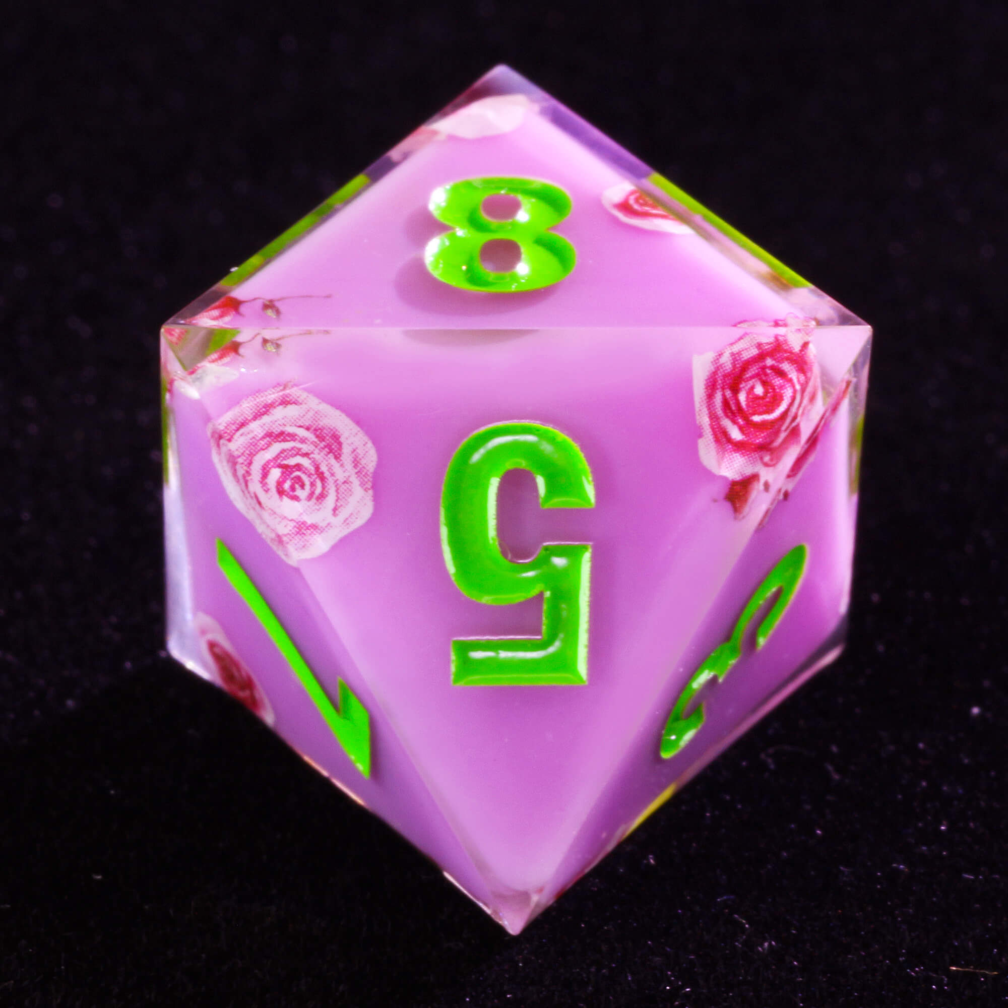 Rpg 7 Polyhedral Resin D and D Dice Set Flower Purple - Dice of Dragons