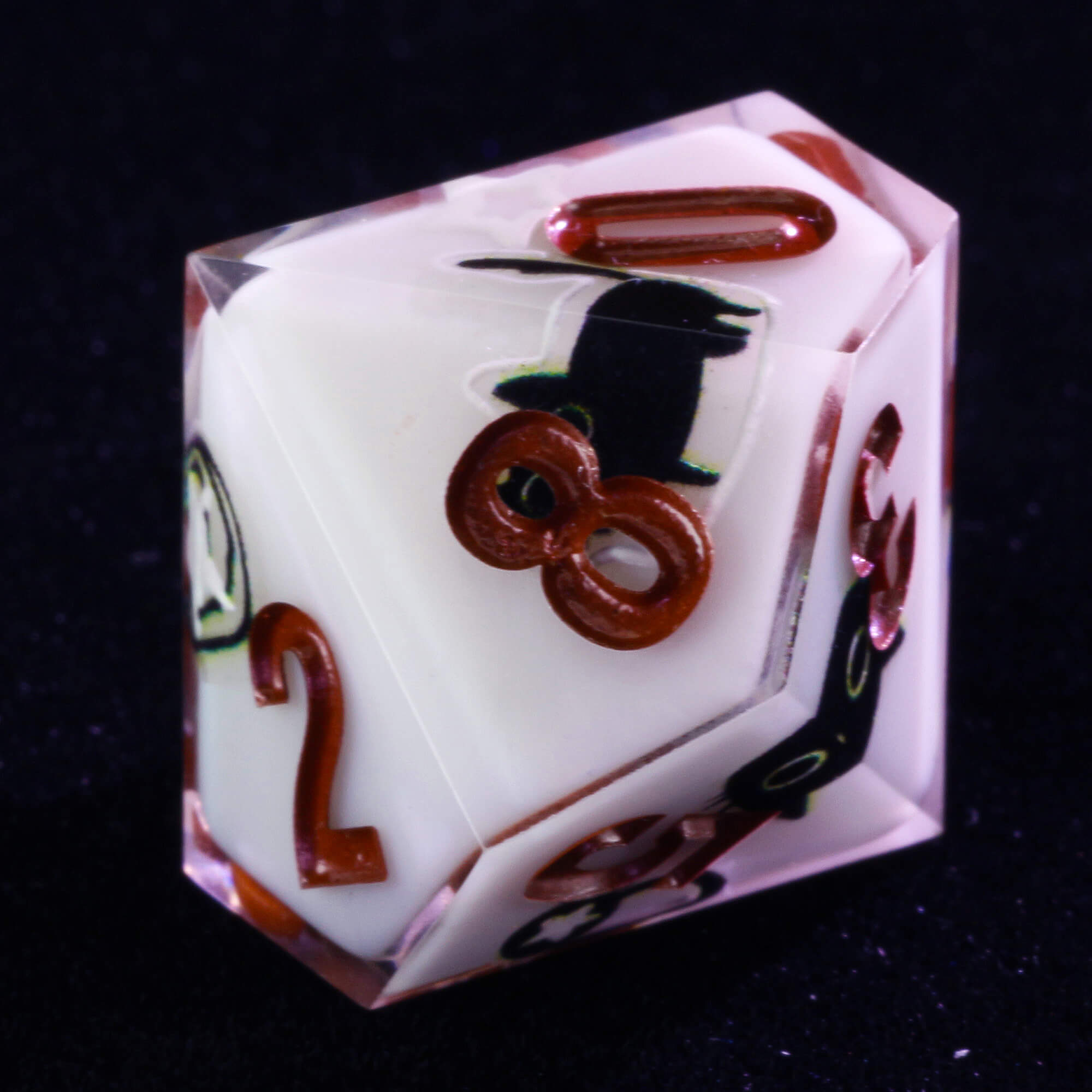 Rpg 7 Polyhedral Resin Dice Set DnD Cat White - Dice of Dragons