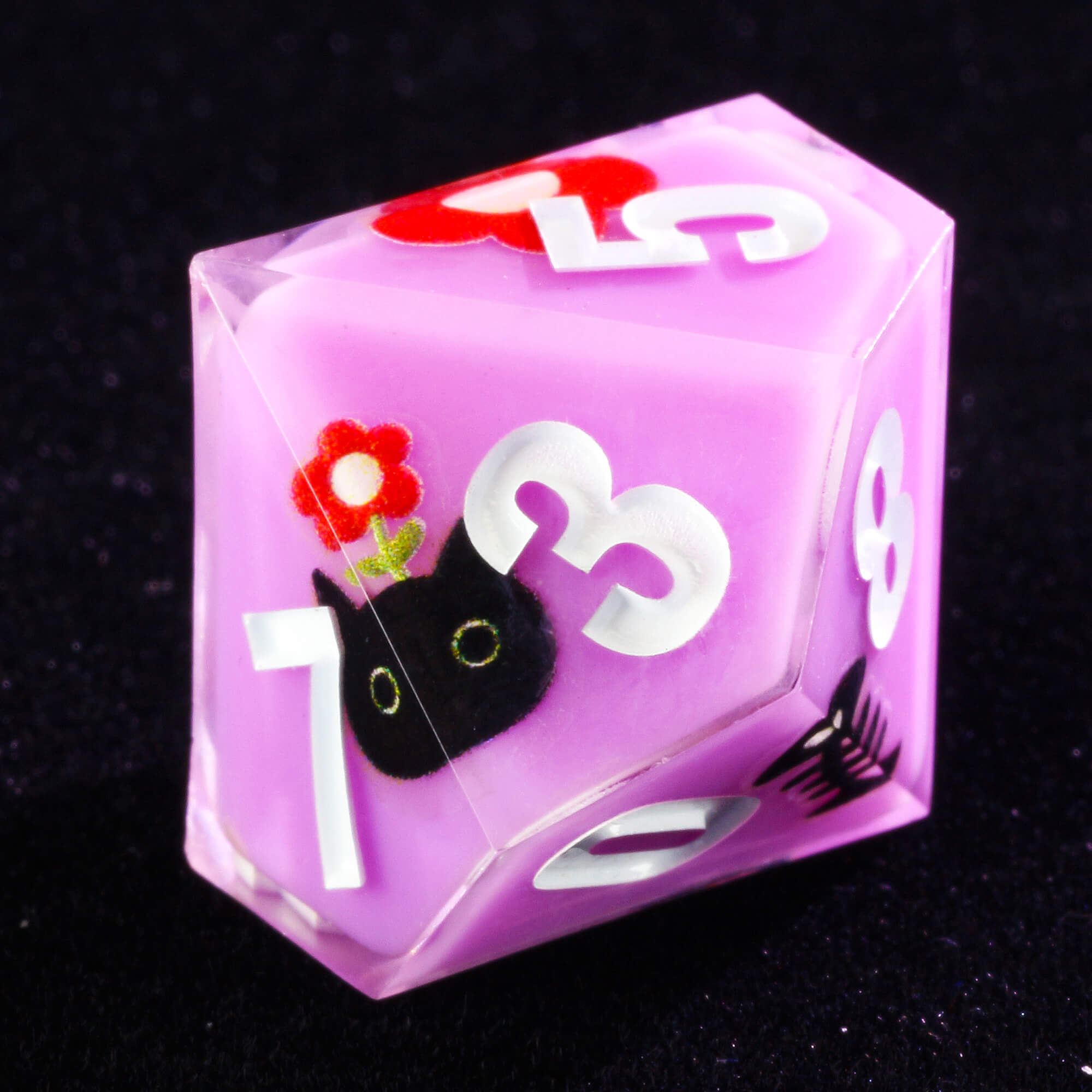 Rpg 7 Polyhedral Resin DnD Dice Sets Cat Purple - Dice of Dragons