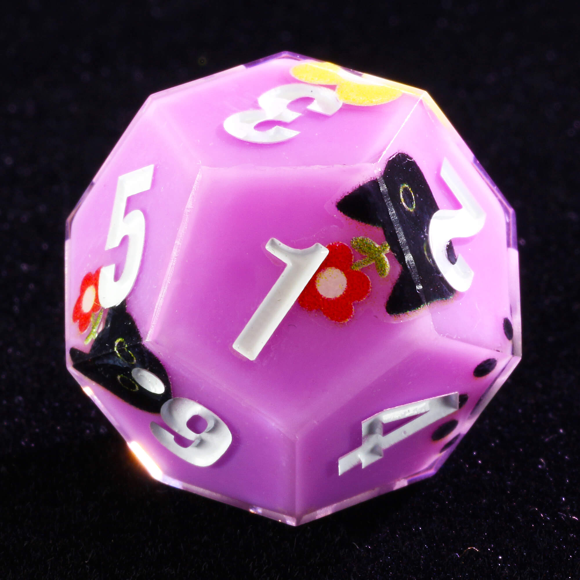 Rpg 7 Polyhedral Resin DnD Dice Sets Cat Purple - Dice of Dragons