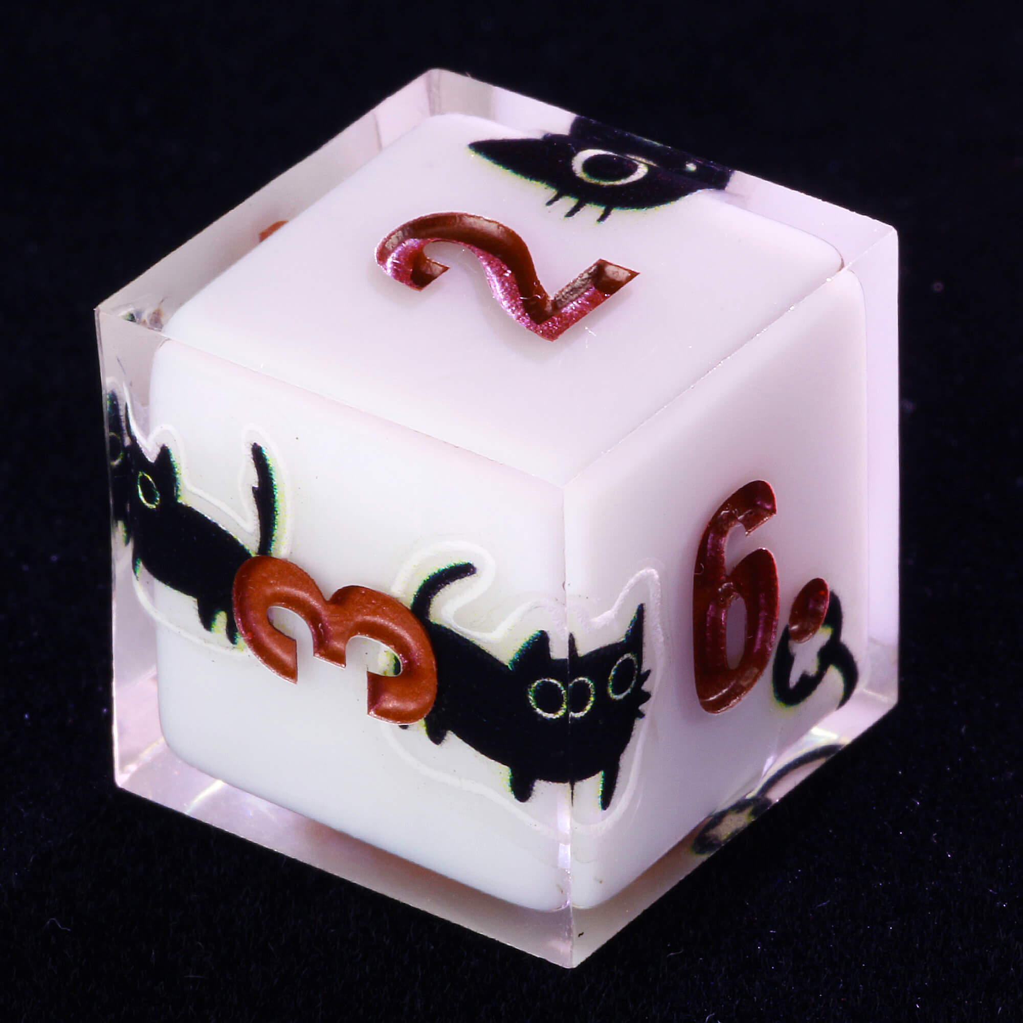 Rpg 7 Polyhedral Resin Dice Set DnD Cat White - Dice of Dragons