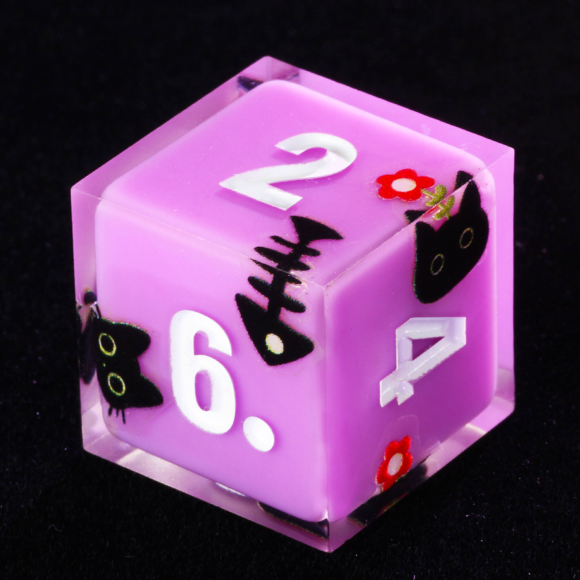 Rpg 7 Polyhedral Resin DnD Dice Sets Cat Purple - Dice of Dragons