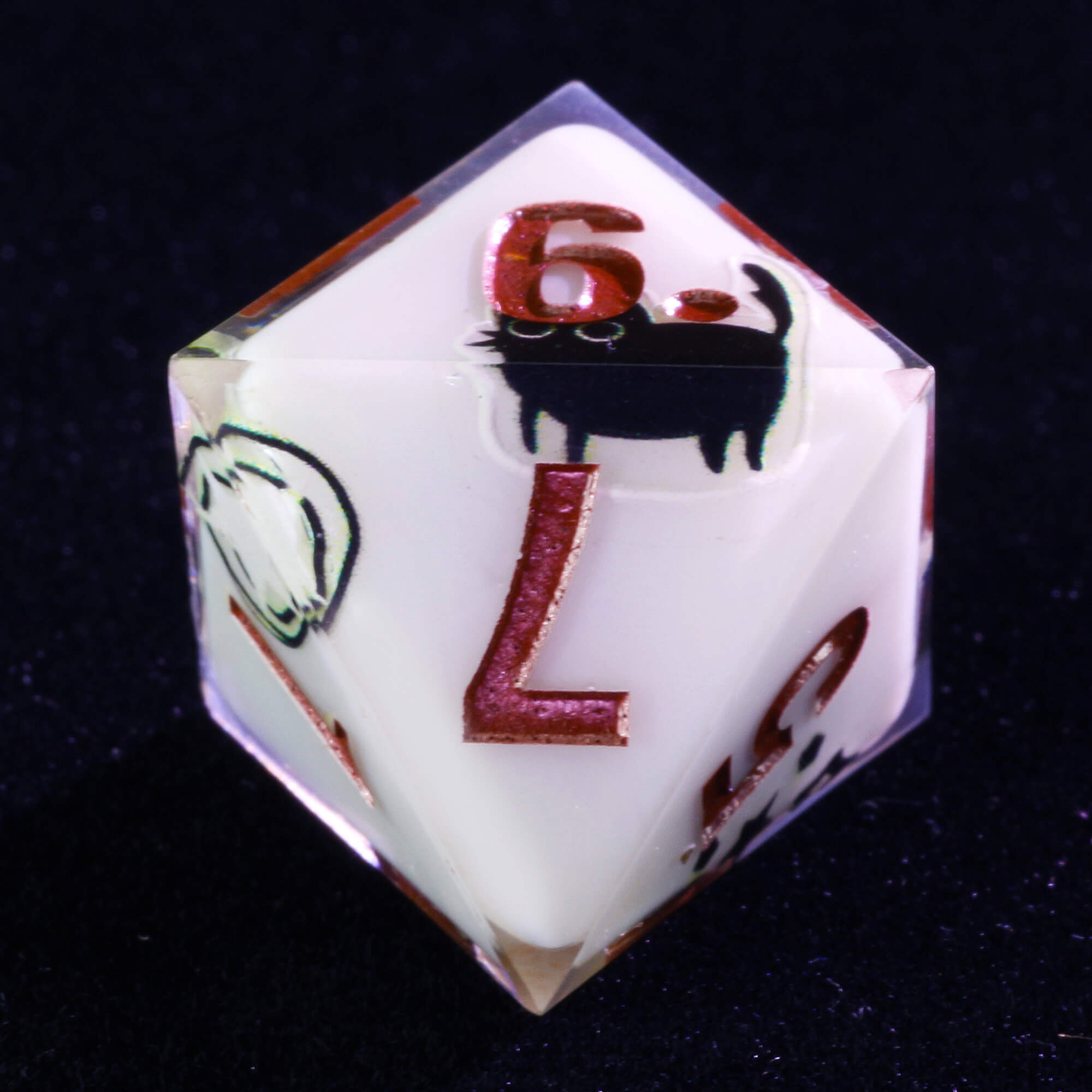 Rpg 7 Polyhedral Resin Dice Set DnD Cat White - Dice of Dragons