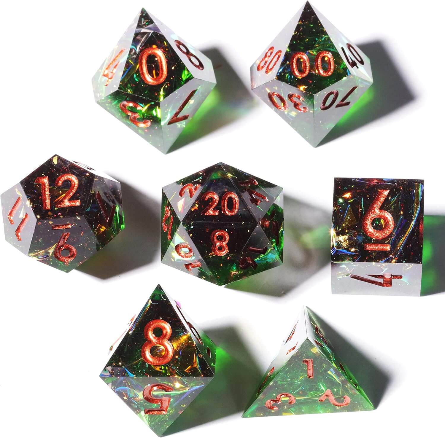 Rpg Unusual Polyhedral Sharp Edge Resin Dice Sets D&D - Word of Death - Dice of Dragons