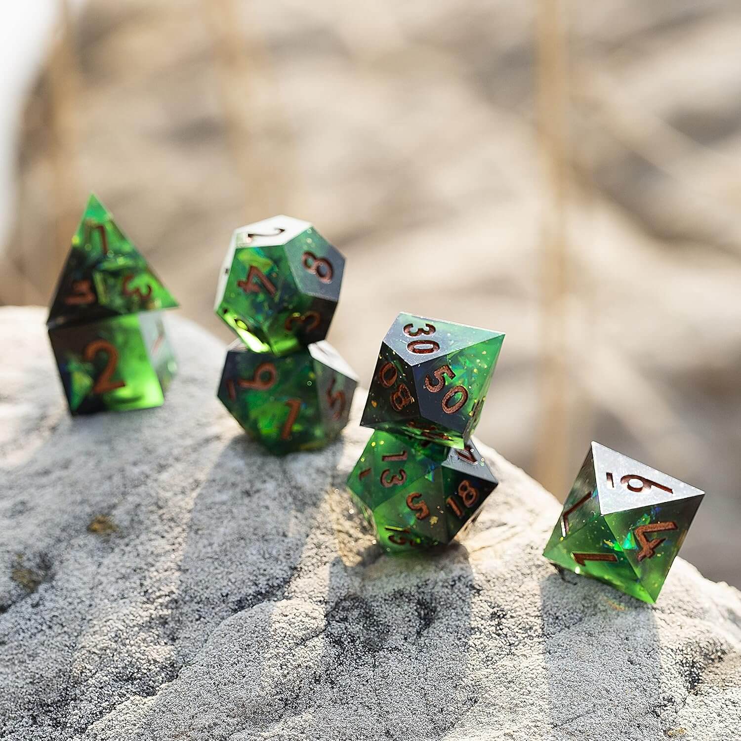 Rpg Unusual Polyhedral Sharp Edge Resin Dice Sets D&D - Word of Death - Dice of Dragons