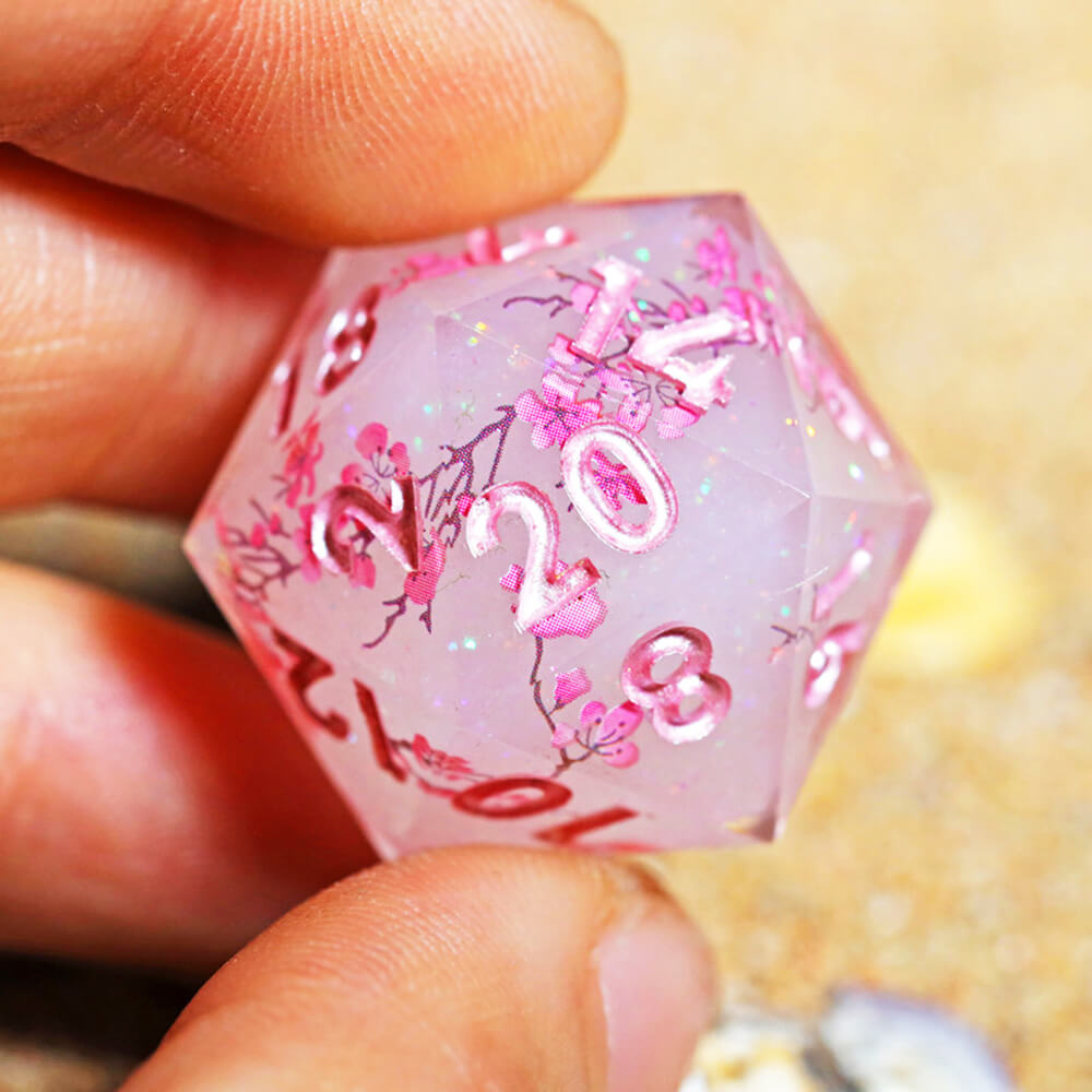 Sakura Bloom Layered Awesome Resin D and D Polyhedral Set Dice - Dice of Dragons