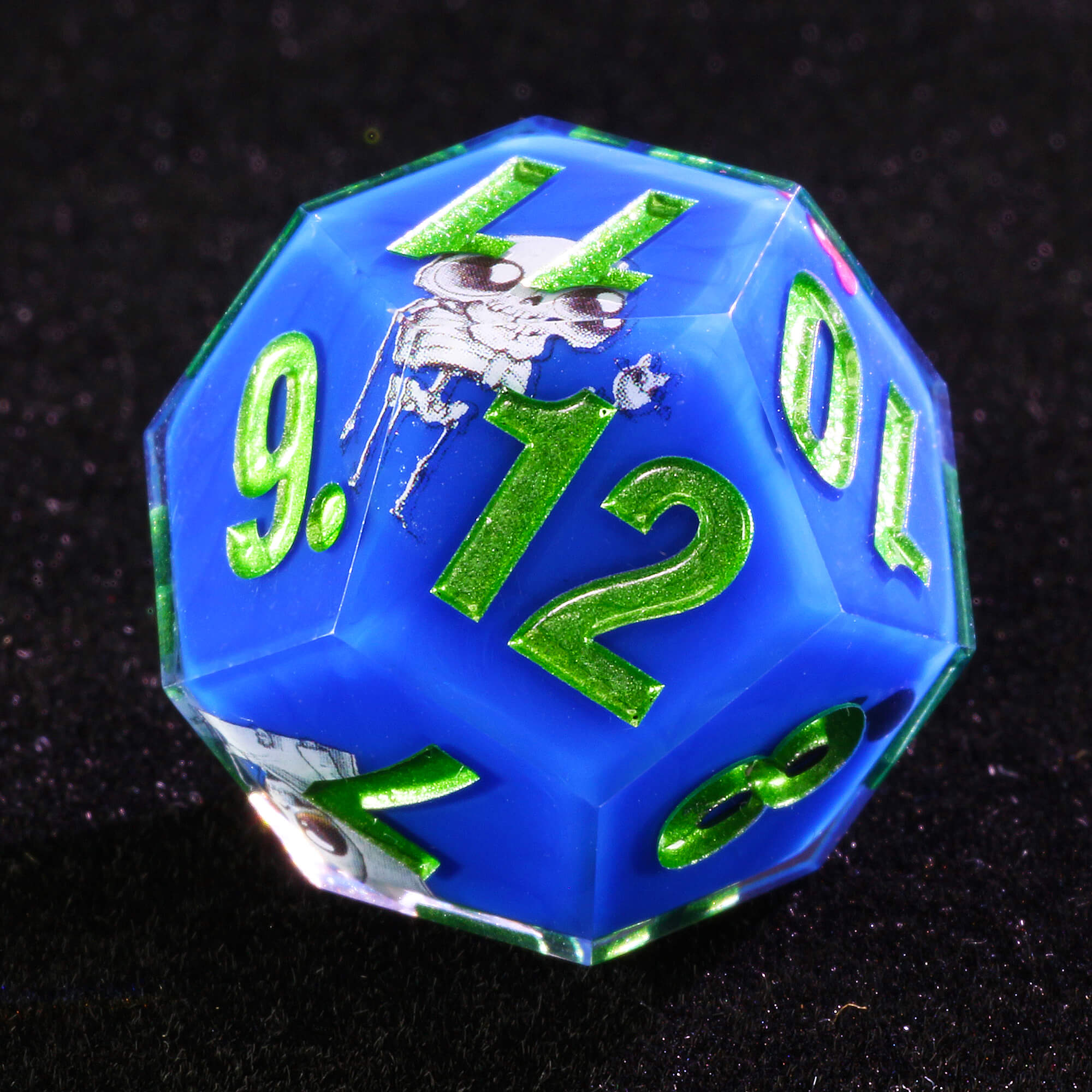 Seven Polyhedral Resin D&D Dice Set Skull Blue - Dice of Dragons
