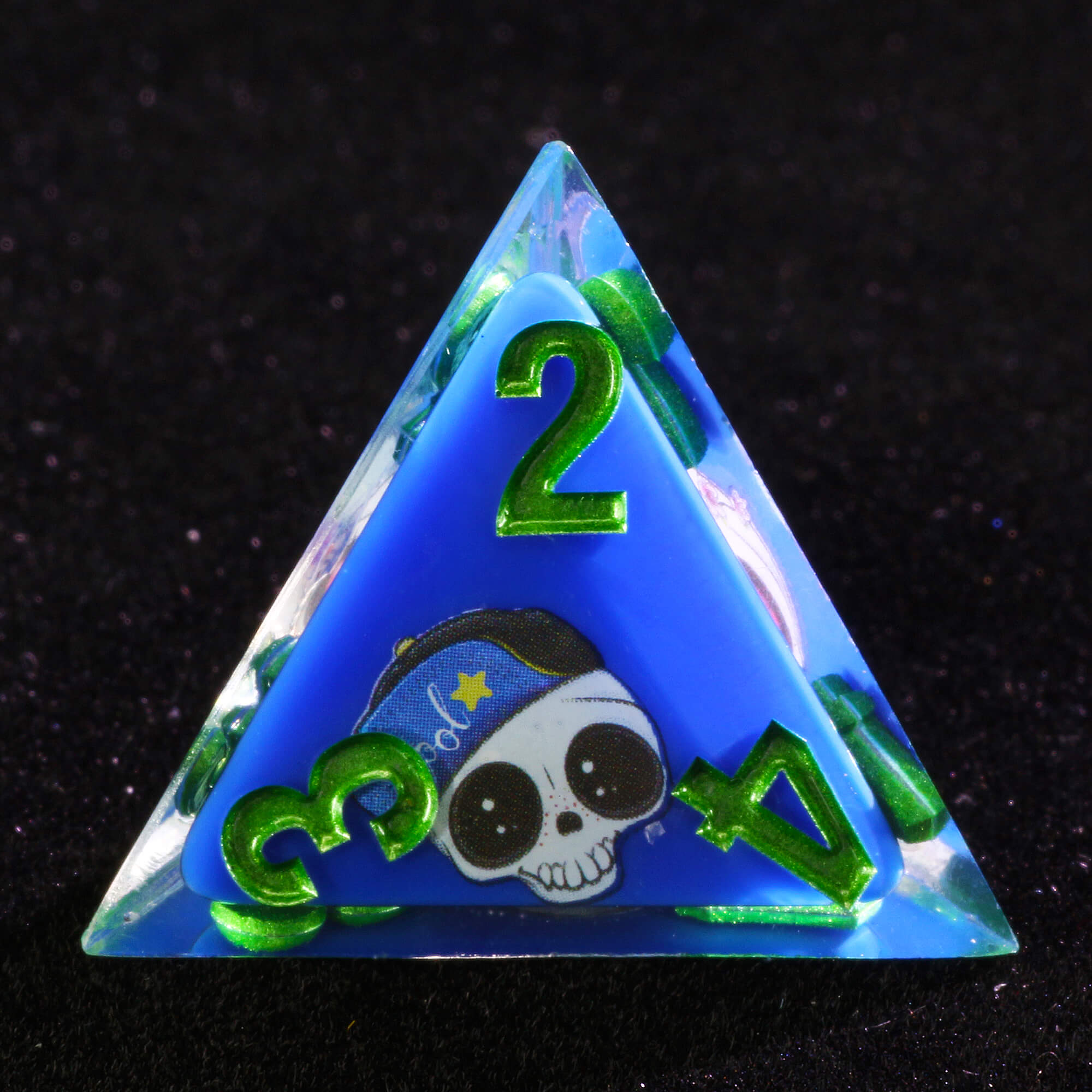 Seven Polyhedral Resin D&D Dice Set Skull Blue - Dice of Dragons