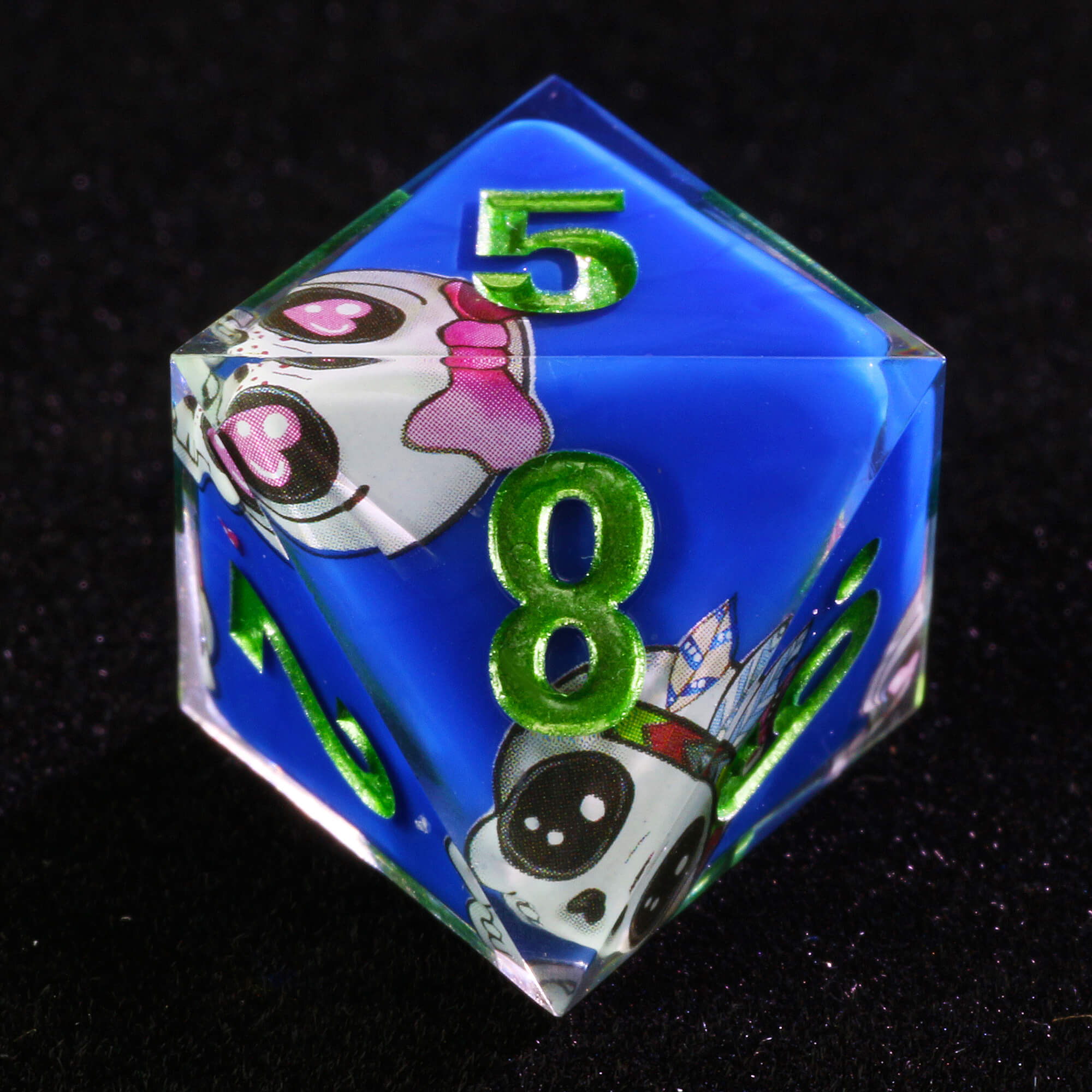 Seven Polyhedral Resin D&D Dice Set Skull Blue - Dice of Dragons
