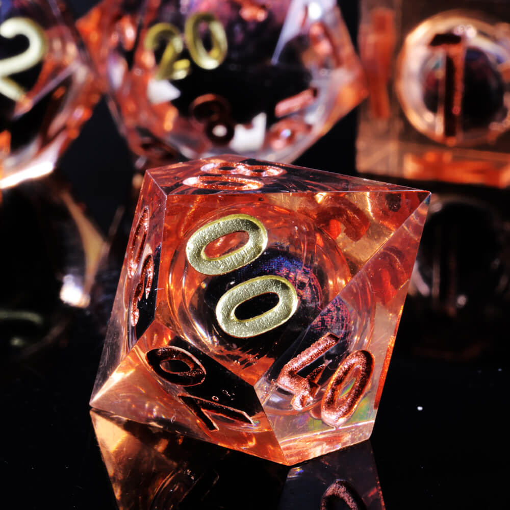 Sharp Edge Liquid Dragon Eye Polyhedral Resin 7-Piece D&D Dice Set - Dice of Dragons