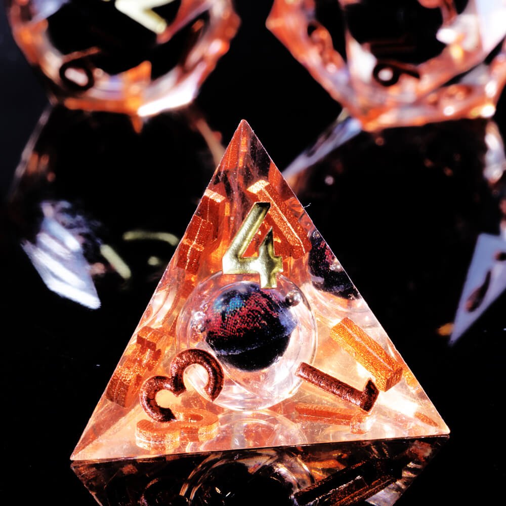 Sharp Edge Liquid Dragon Eye Polyhedral Resin 7-Piece D&D Dice Set - Dice of Dragons