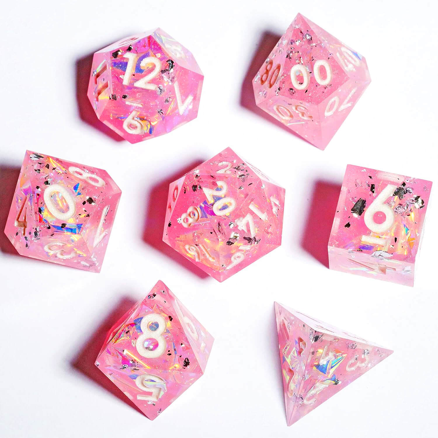 Sharp Edge Peachy Galaxy Polyhedral Resin 7-Piece D&D Dice Set - Dice of Dragons