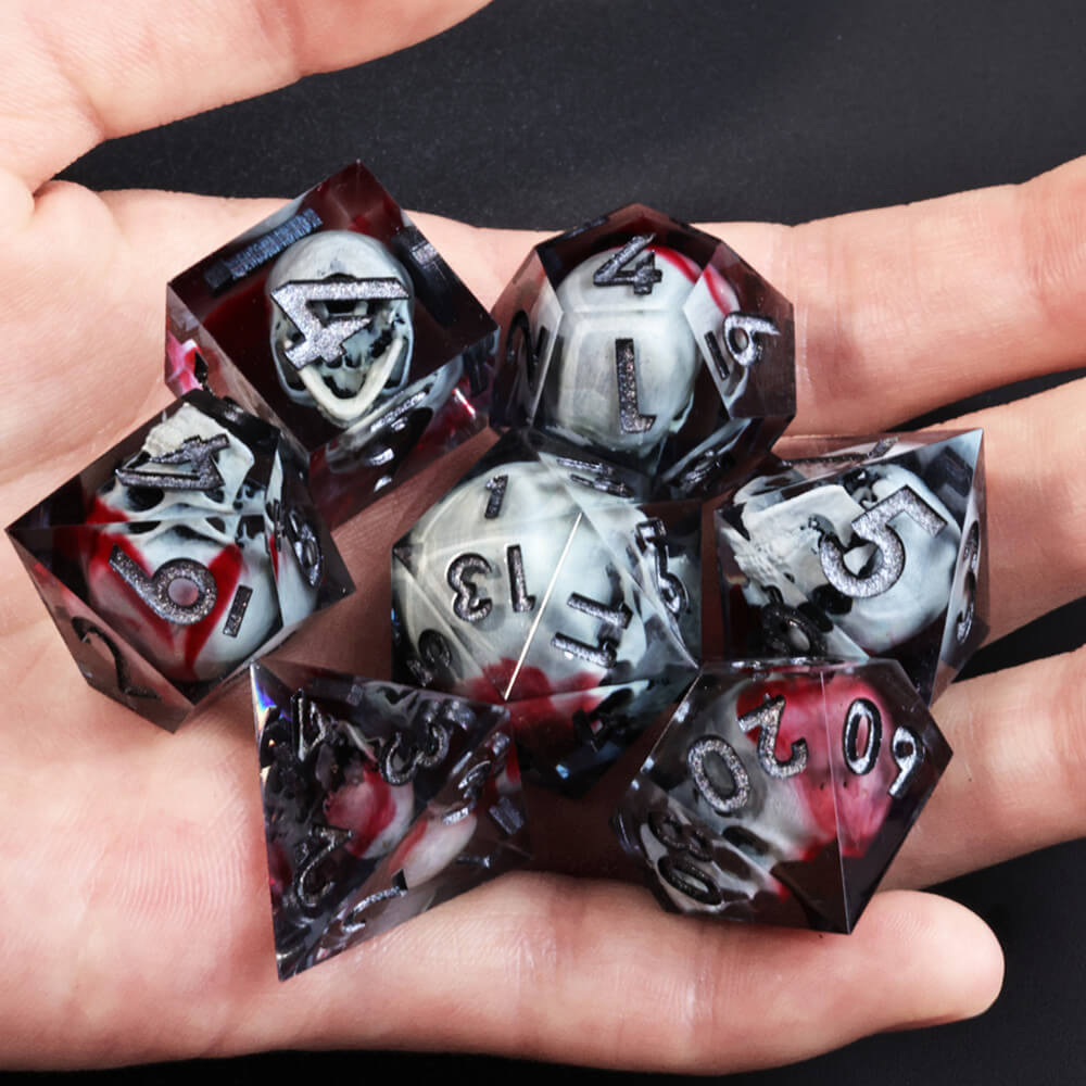 Skull Dice Polyhedral Resin 7 Dice Set DnD - Dice of Dragons