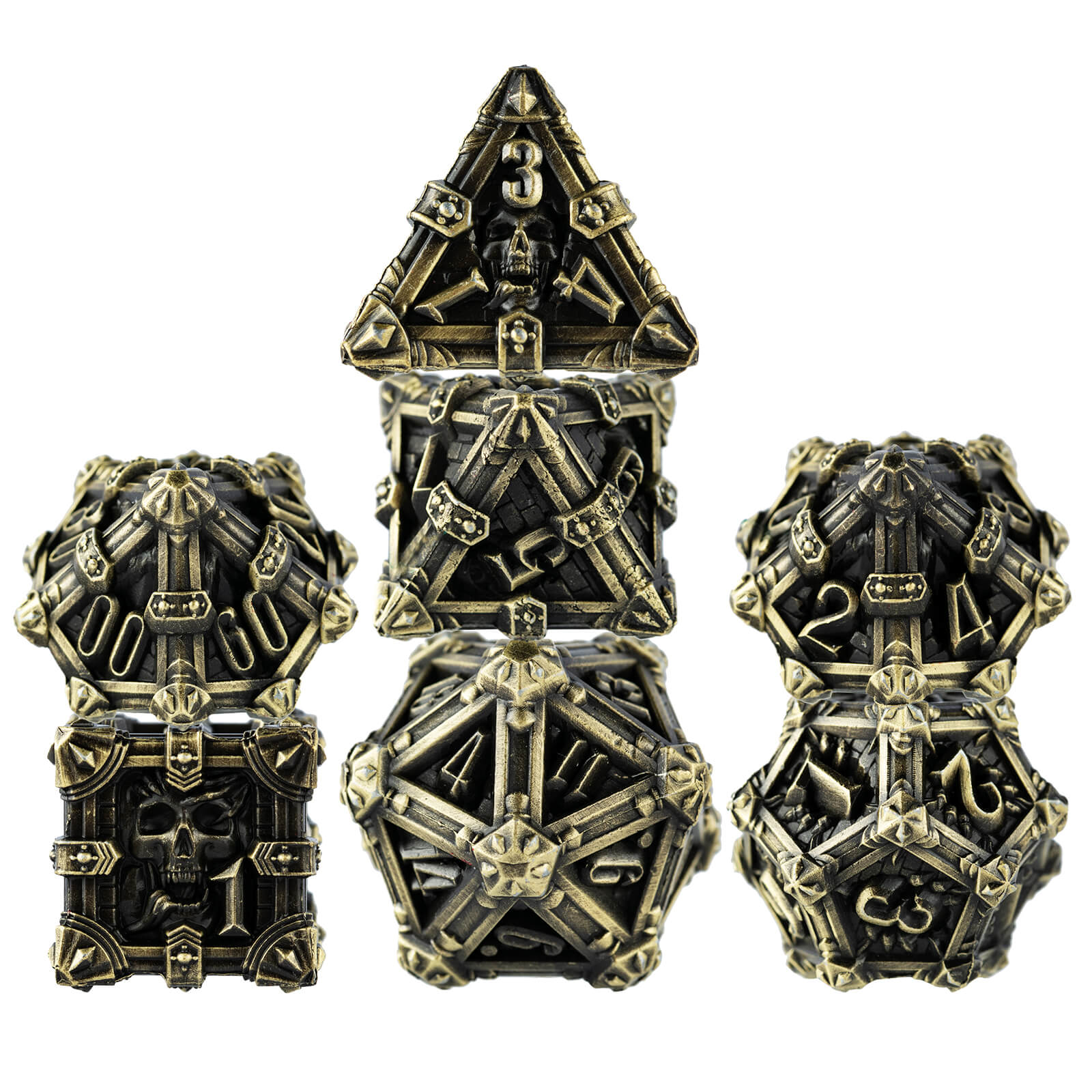 7 Piece shops Hollow Metal Dice Set Skull Series