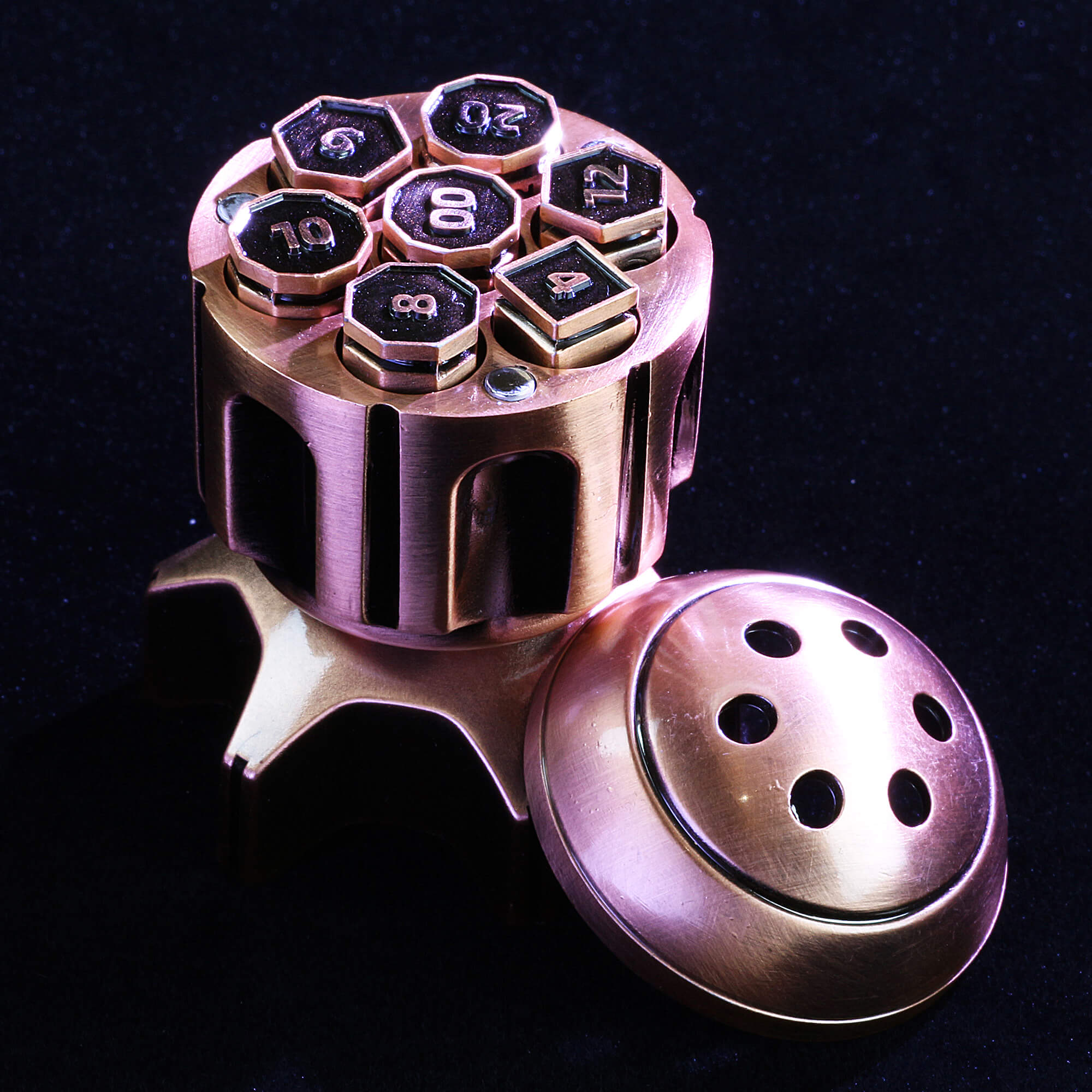 Spinning Rocket Metal Bullet Revolver Dice Set DnD - Dice of Dragons