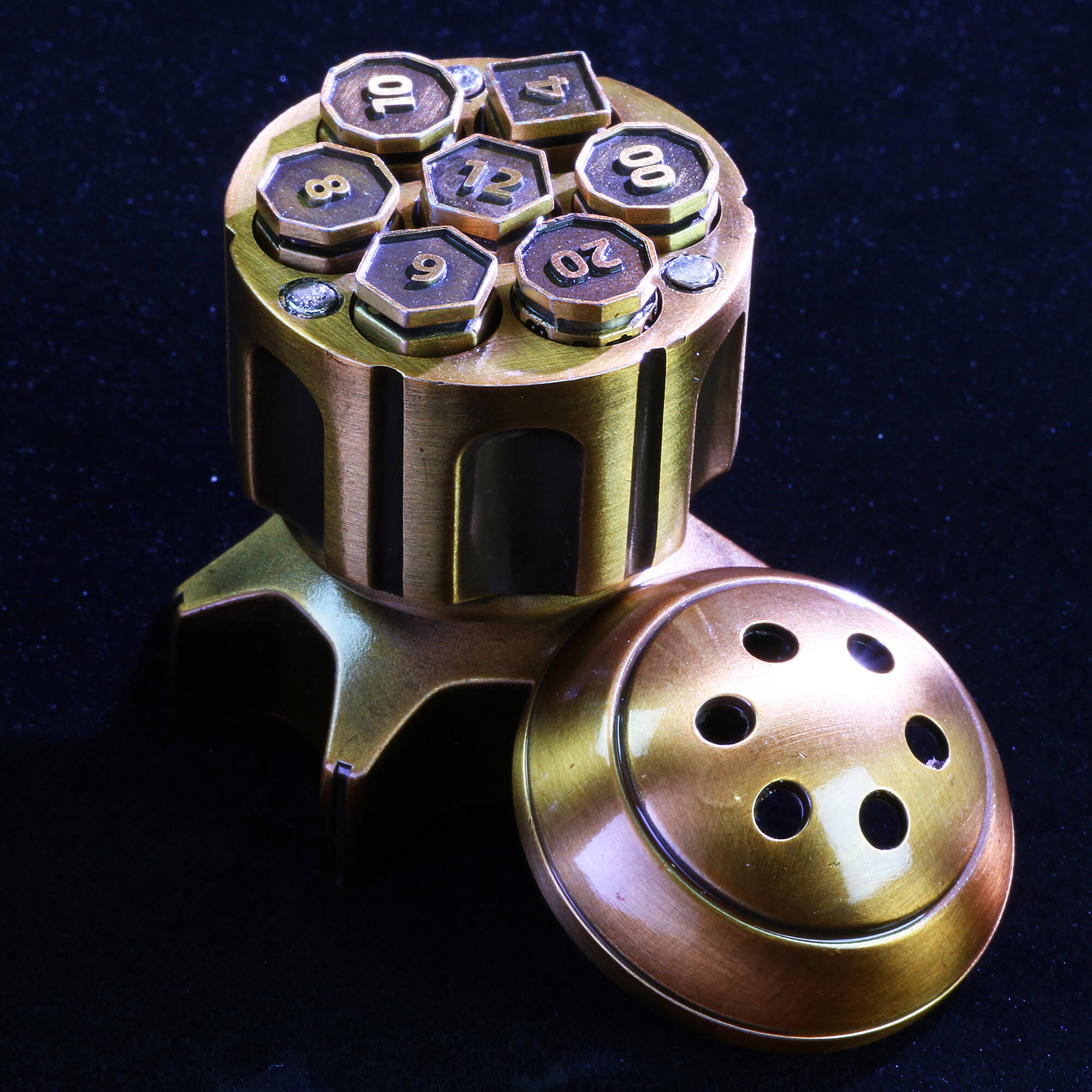 Spinning Rocket Metal Bullet Revolver Dice Set DnD - Dice of Dragons
