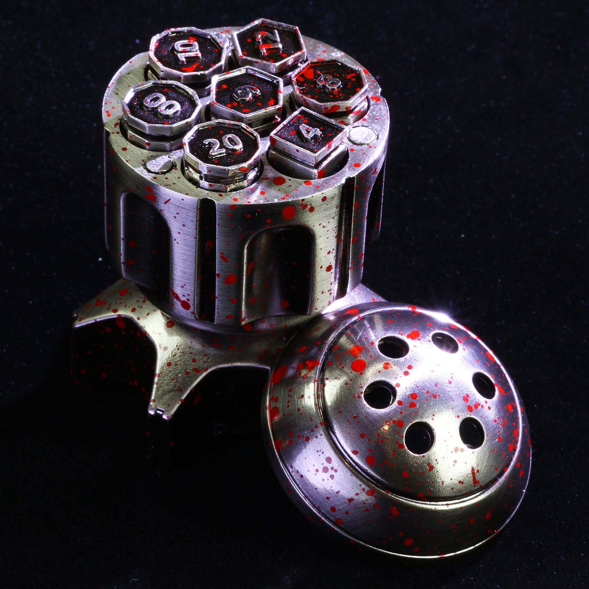 Spinning Rocket Metal Bullet Revolver Dice Set DnD - Dice of Dragons