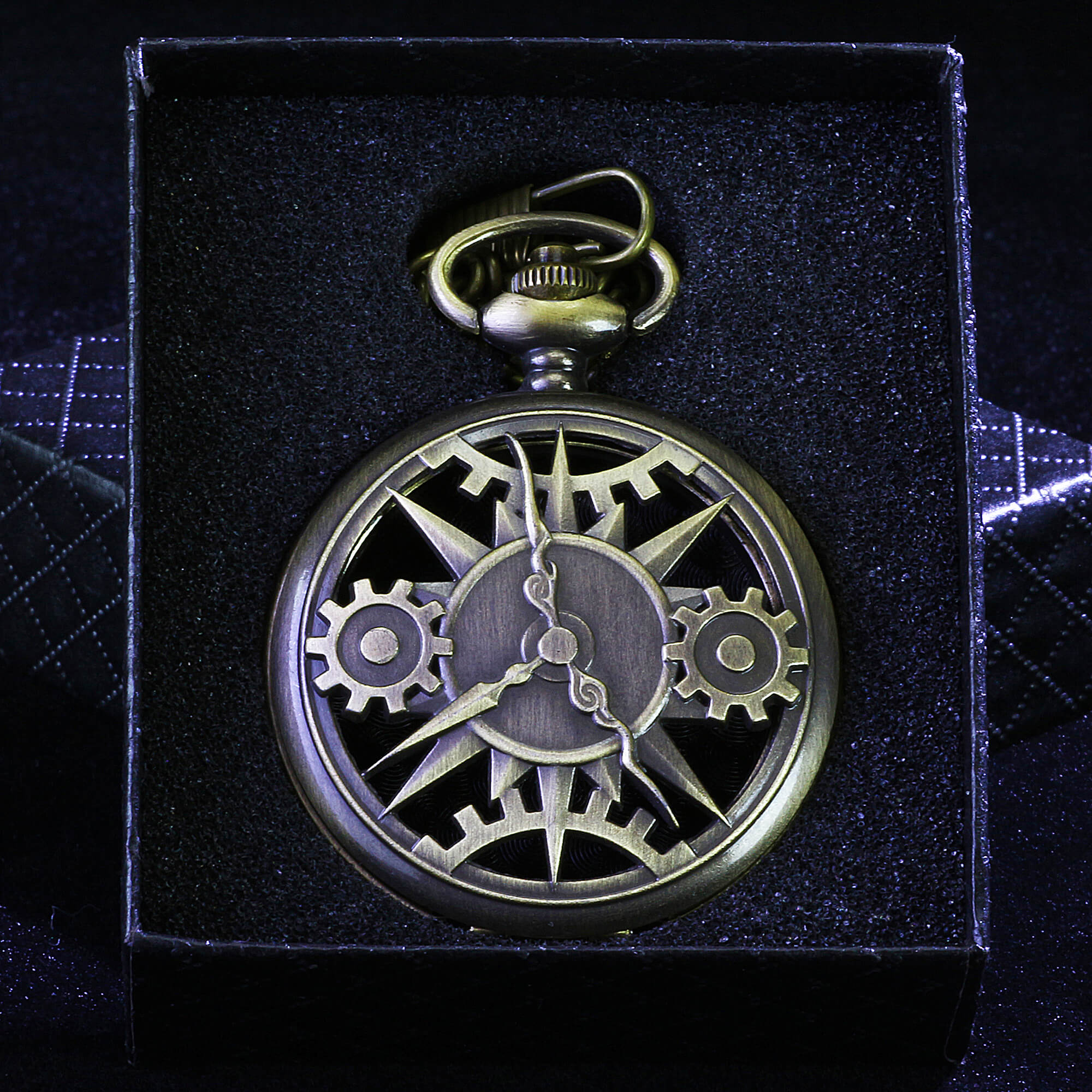 Time Gear Mini Polyhedral Metal DD Dice Set with Pocket Watch Shell Case - Dice of Dragons