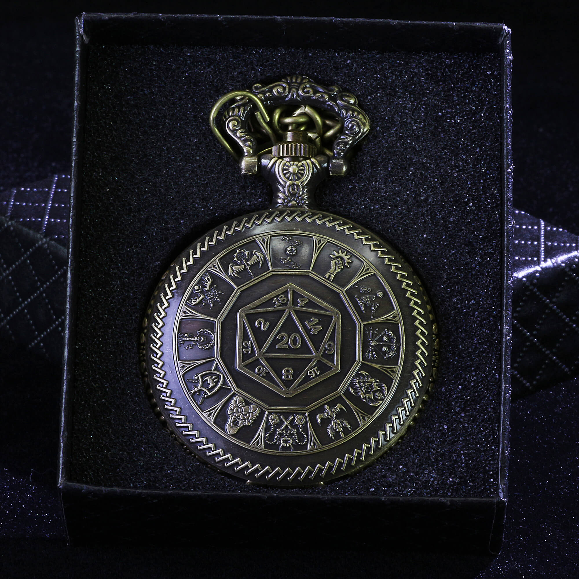 Totem Mini Polyhedral Metal Dice Sets DD with Pocket Watch Shell Case - Dice of Dragons