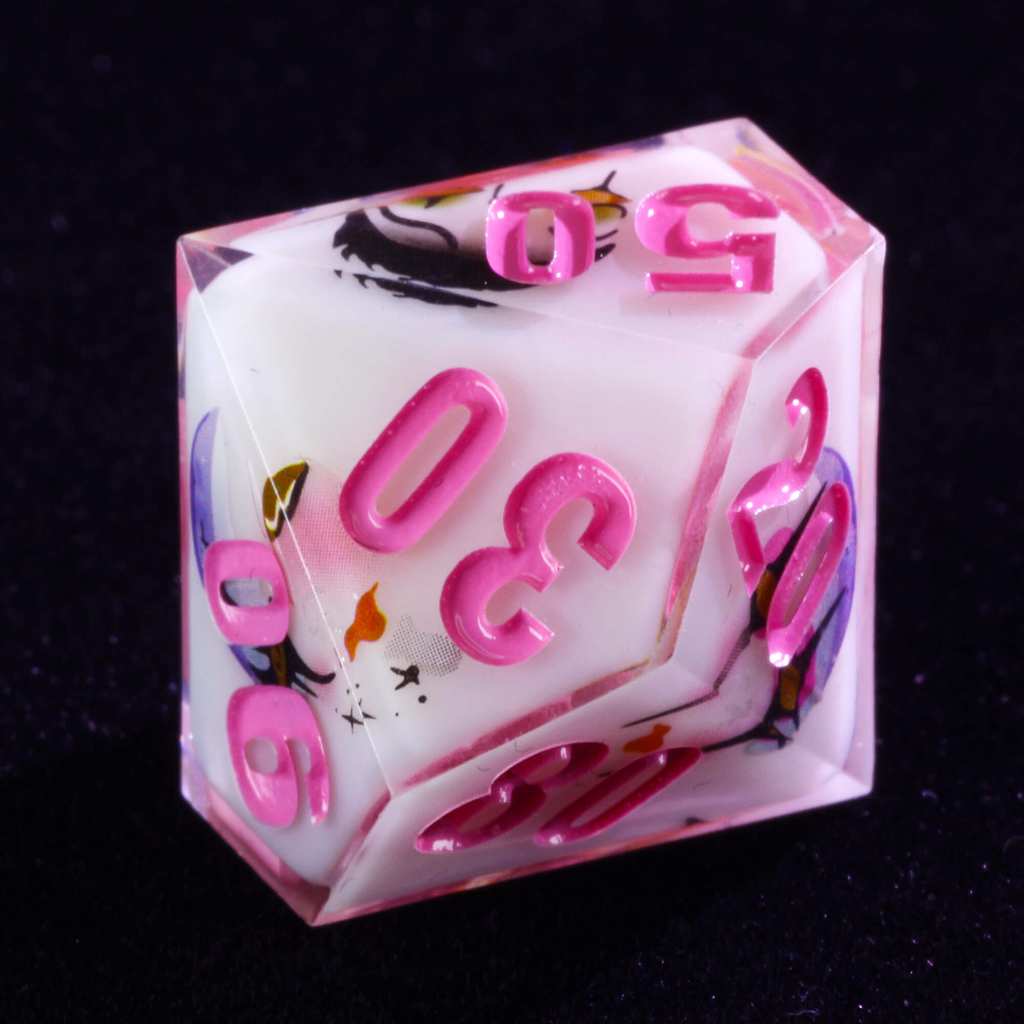 Unusual 7 Polyhedral Resin Dice Set D and D Clown White - Dice of Dragons