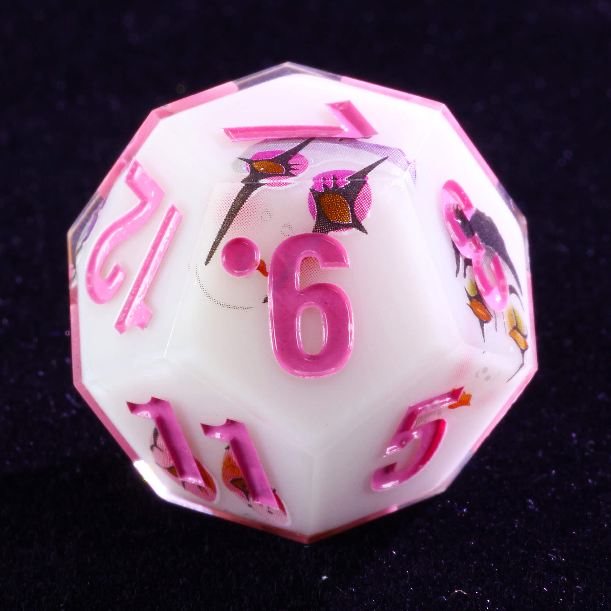 Unusual 7 Polyhedral Resin Dice Set D and D Clown White - Dice of Dragons