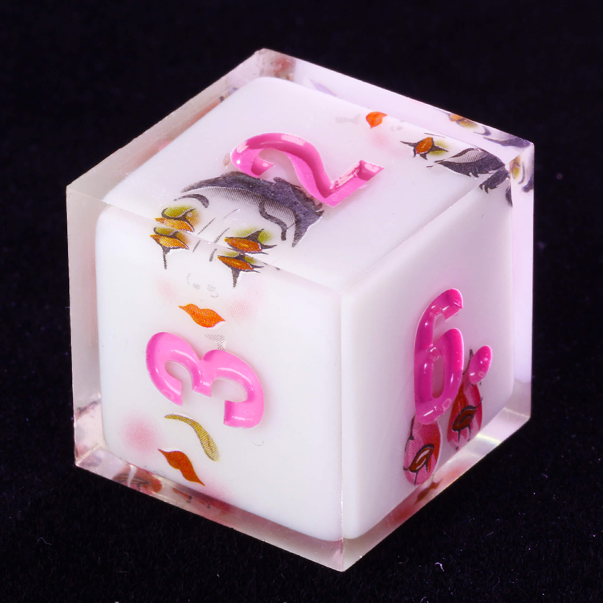 Unusual 7 Polyhedral Resin Dice Set D and D Clown White - Dice of Dragons