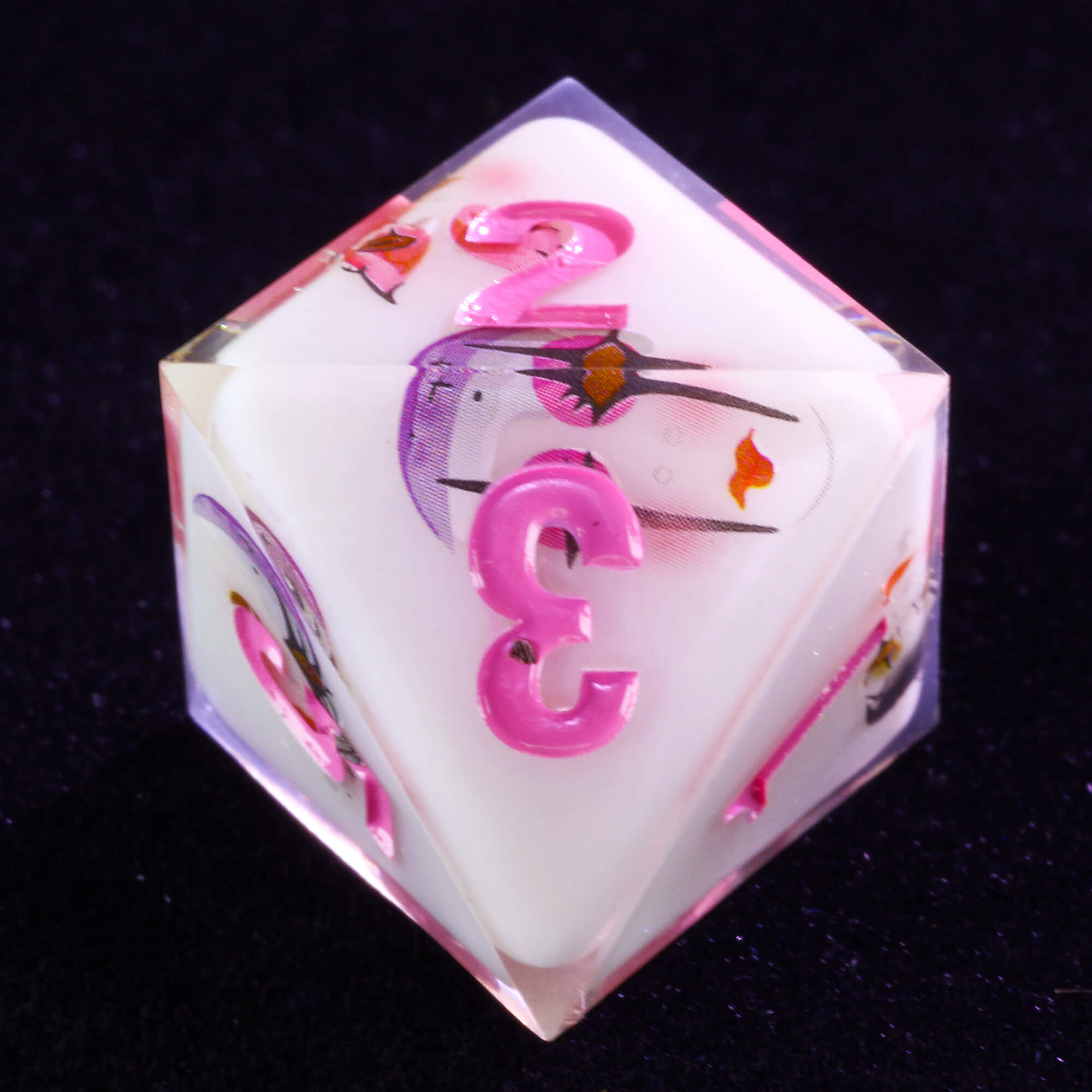 Unusual 7 Polyhedral Resin Dice Set D and D Clown White - Dice of Dragons