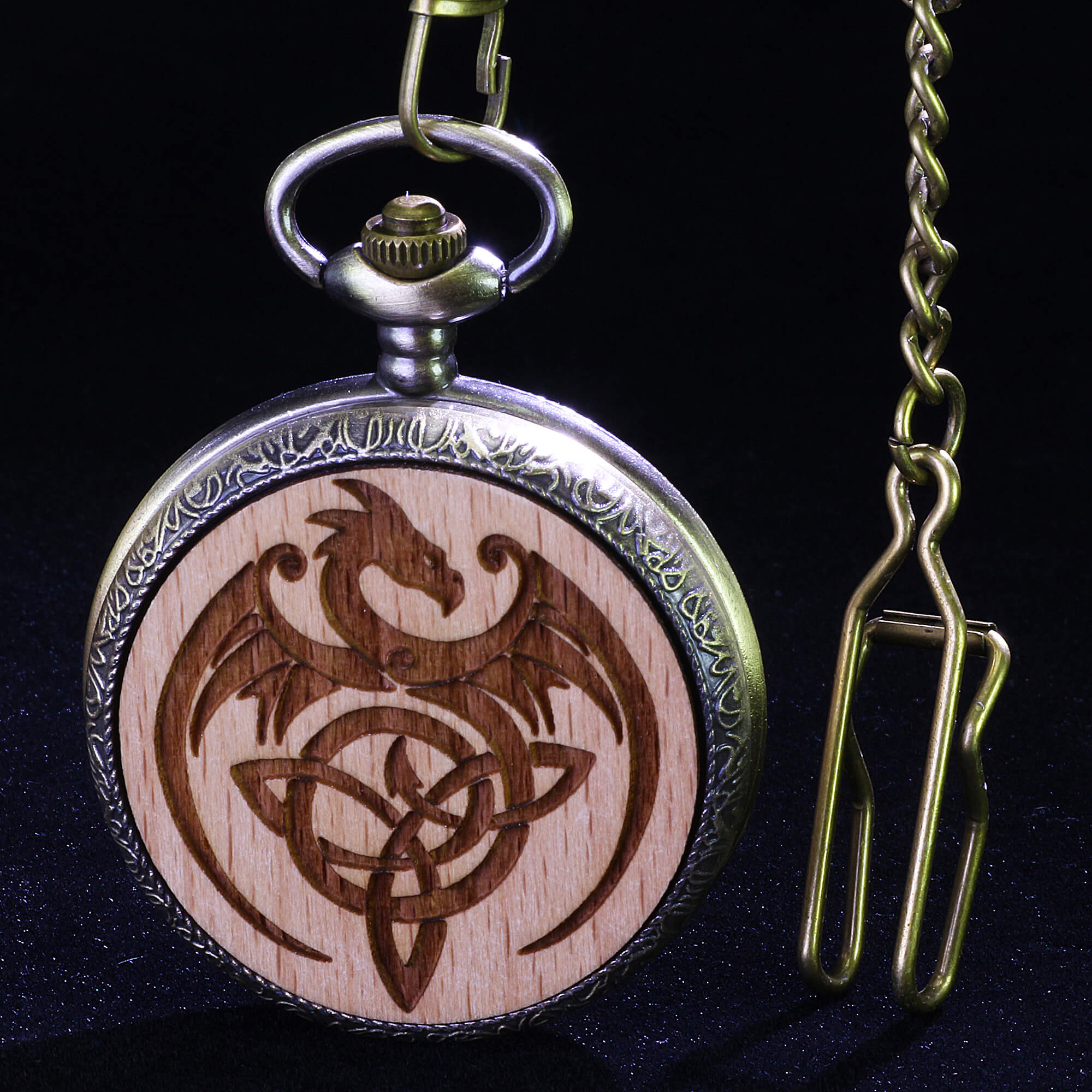 Viking Dragon Mini Polyhedral Metal Dice Set DD with Pocket Watch Shell Case - Dice of Dragons