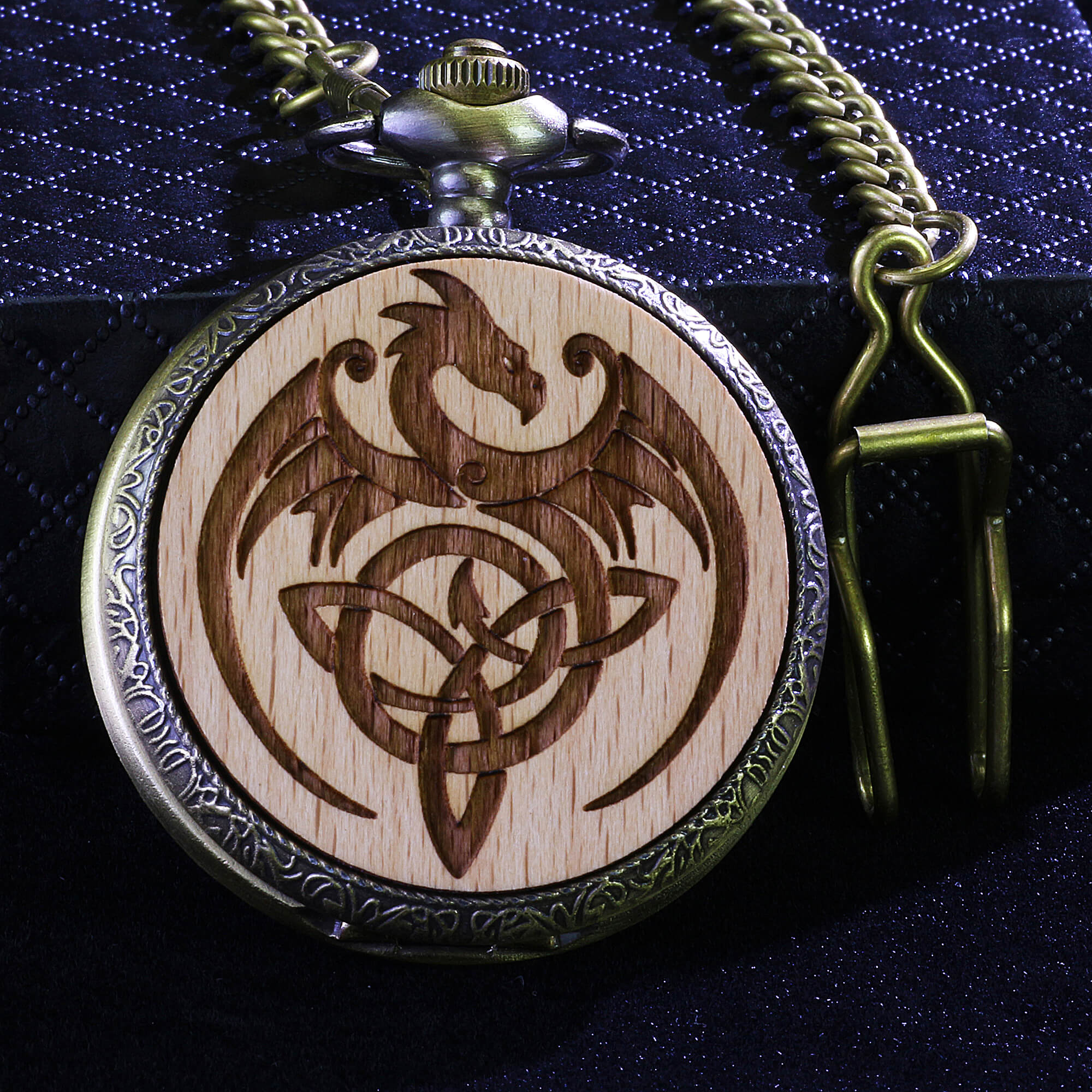 Viking Dragon Mini Polyhedral Metal Dice Set DD with Pocket Watch Shell Case - Dice of Dragons