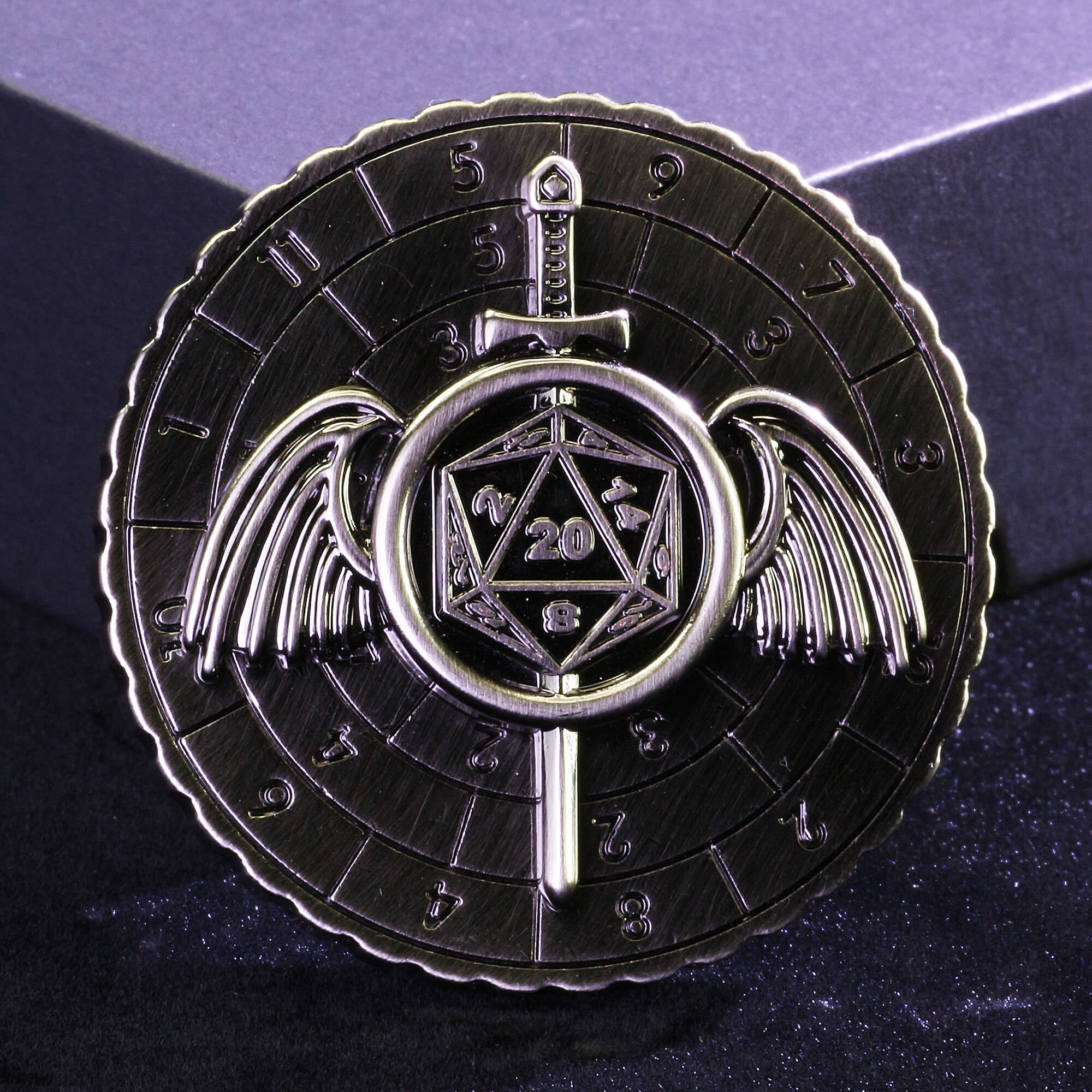 Wing Sword 7 in 1 Roulette Metal DND Dice Fidget Spinner Gyroid Dice - Dice of Dragons