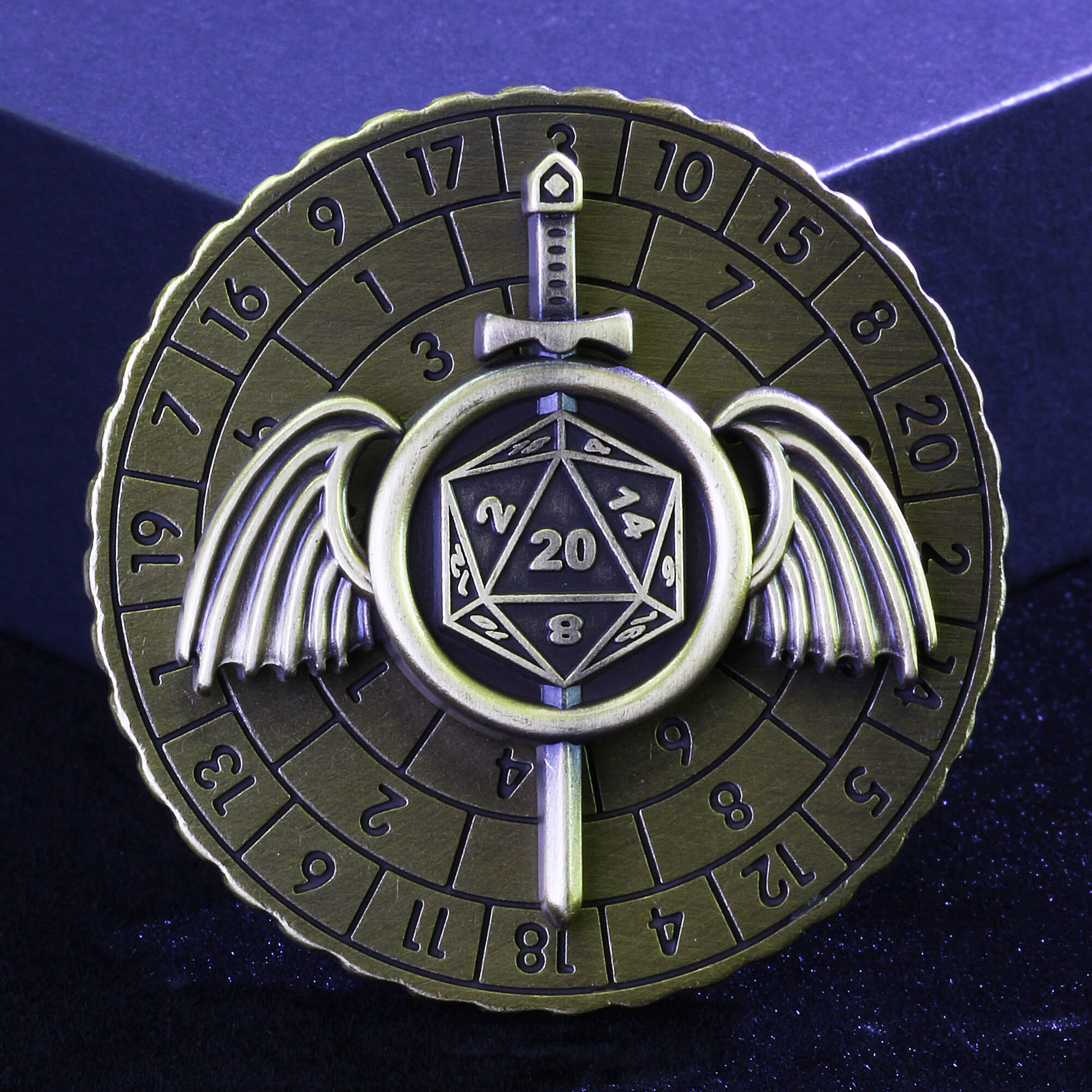 Wing Sword 7 in 1 Roulette Metal DND Dice Fidget Spinner Gyroid Dice - Dice of Dragons