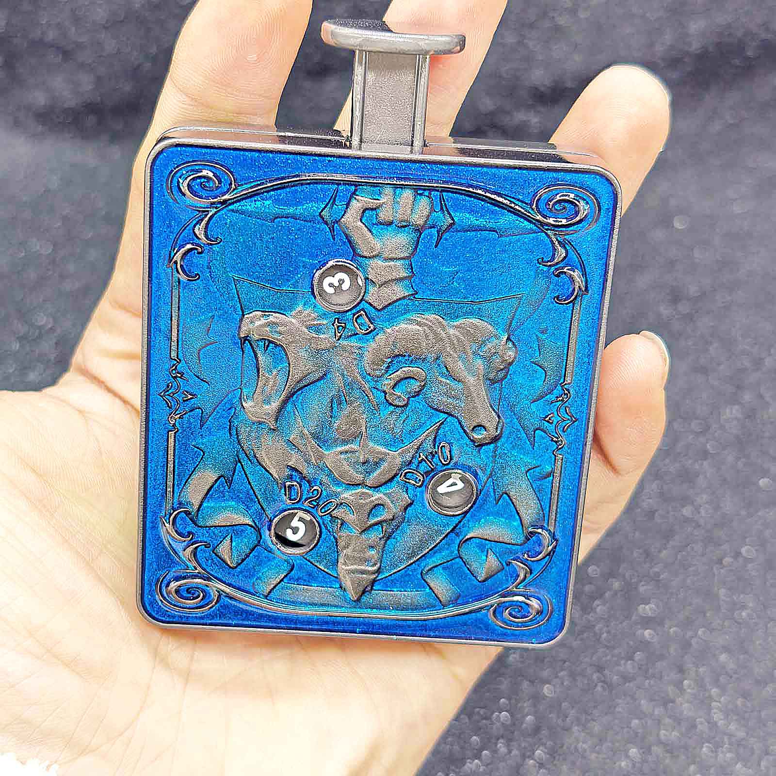 Wyvern 7 in 1 Button Presser Spinning D&D Metal Dice Bottle Roulette Game - Dice of Dragons