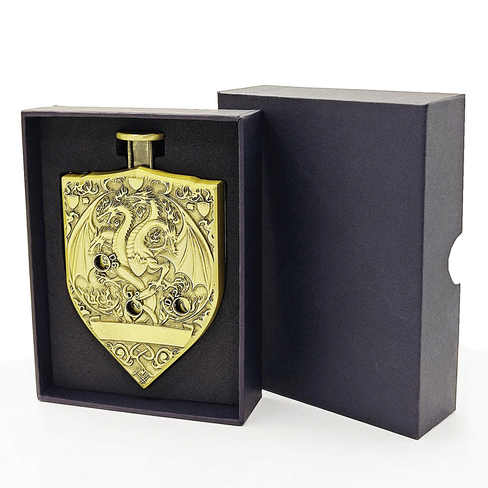 Wyvern Dragon 7 in 1 Button Presser Spinning D&D Metal Dice Shield Roulette Game