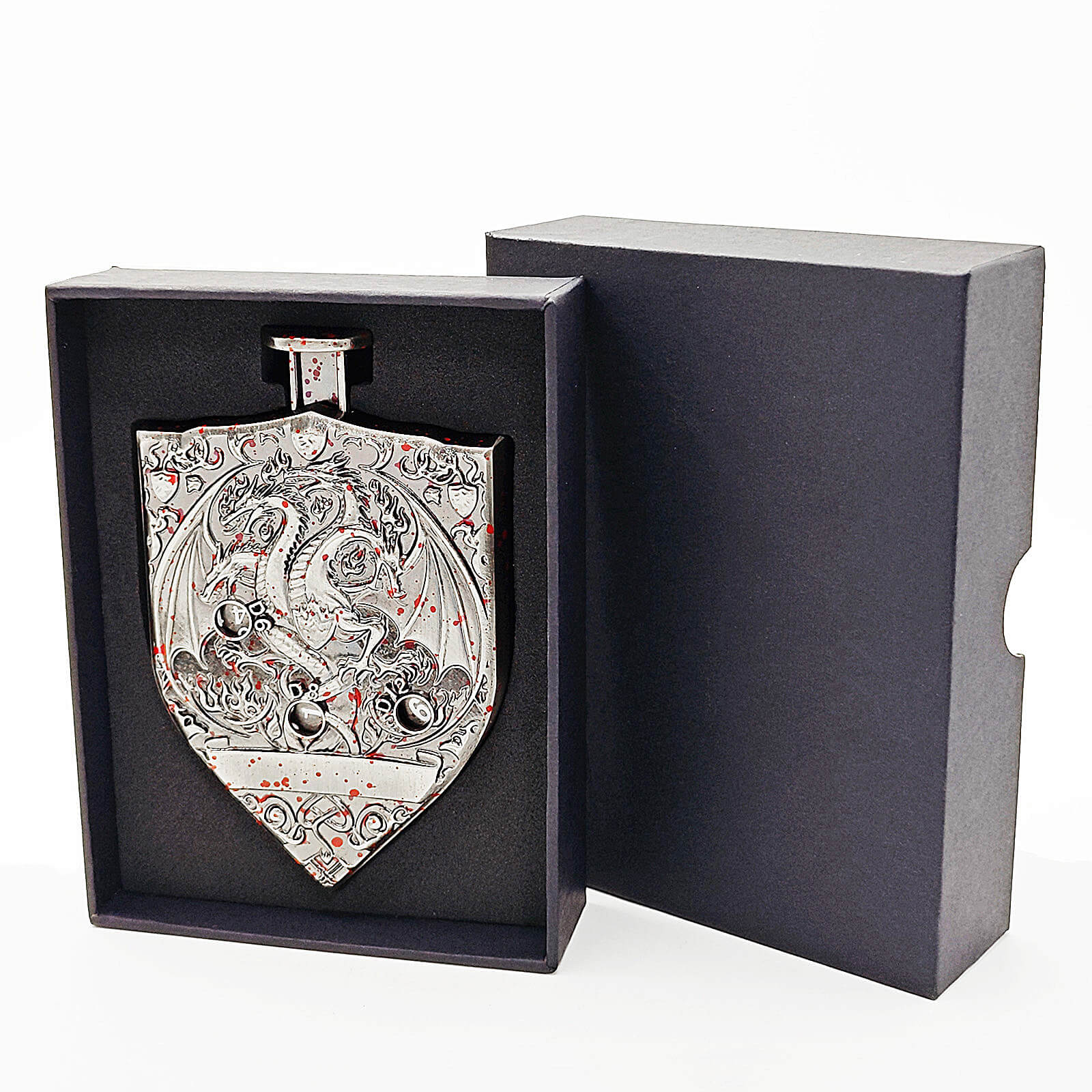 Wyvern Dragon 7 in 1 Button Presser Spinning D&D Metal Dice Shield Roulette Game