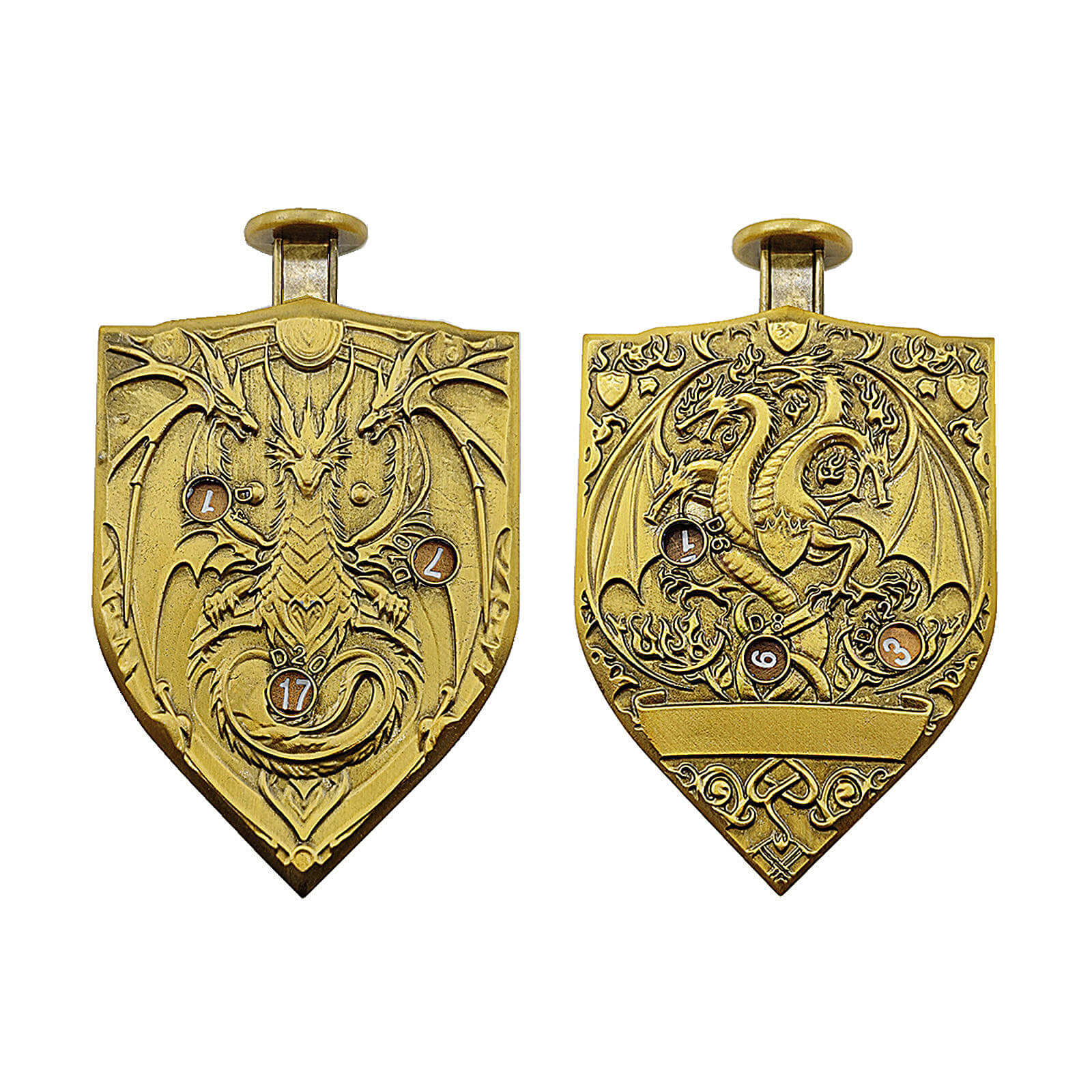 Wyvern Dragon 7 in 1 Button Presser Spinning D&D Metal Dice Shield Roulette Game