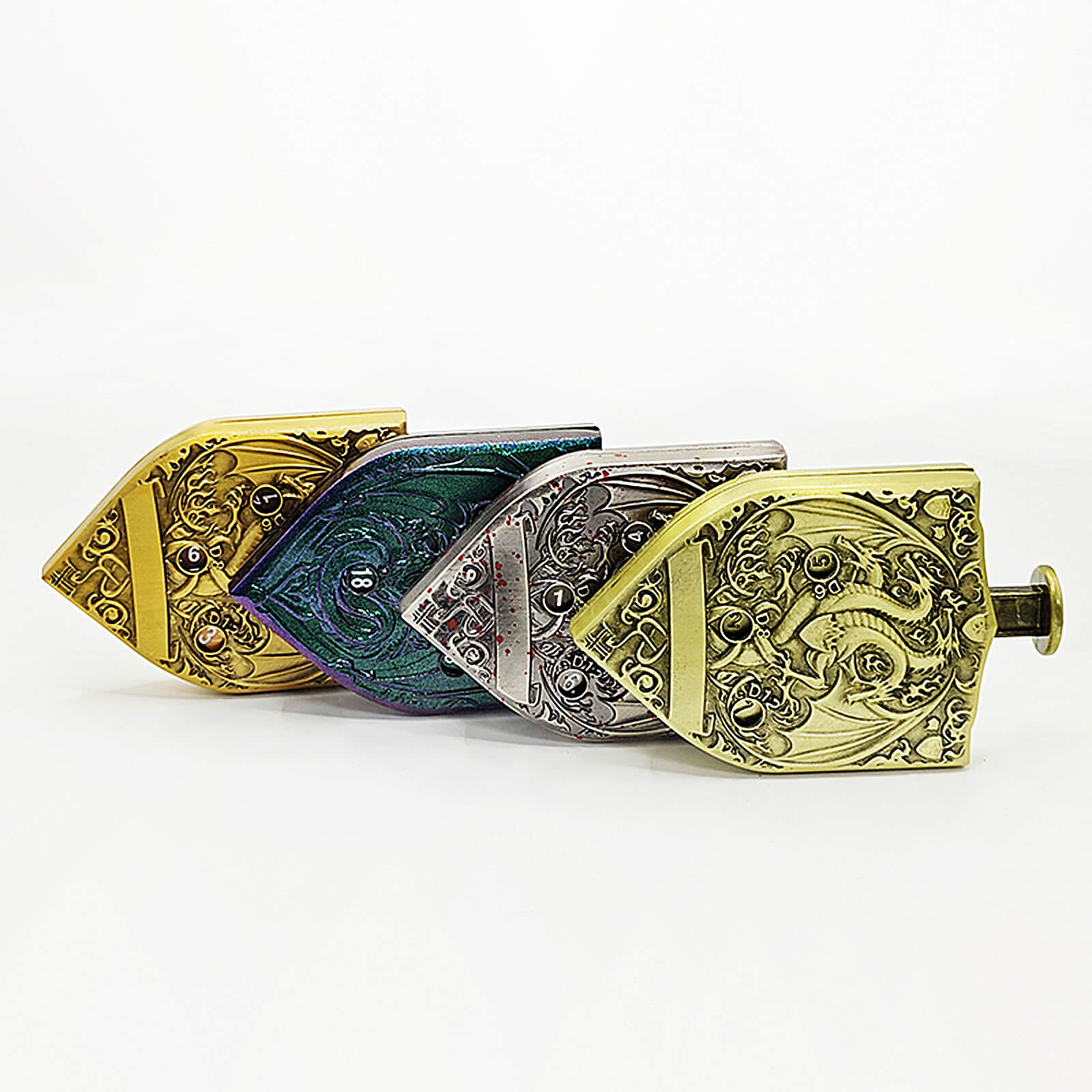 Wyvern Dragon 7 in 1 Button Presser Spinning D&D Metal Dice Shield Roulette Game