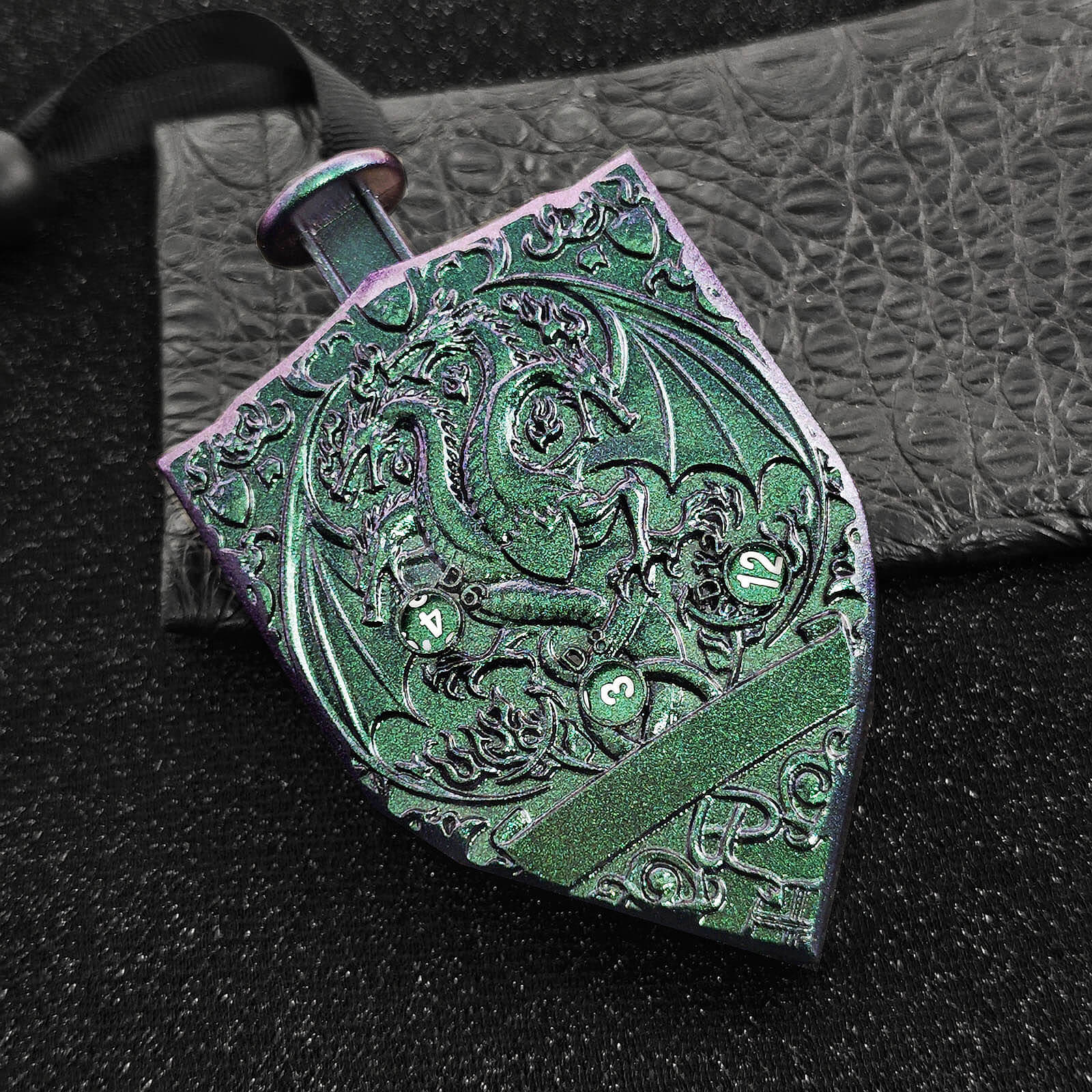 Wyvern Dragon 7 in 1 Button Presser Spinning D&D Metal Dice Shield Roulette Game