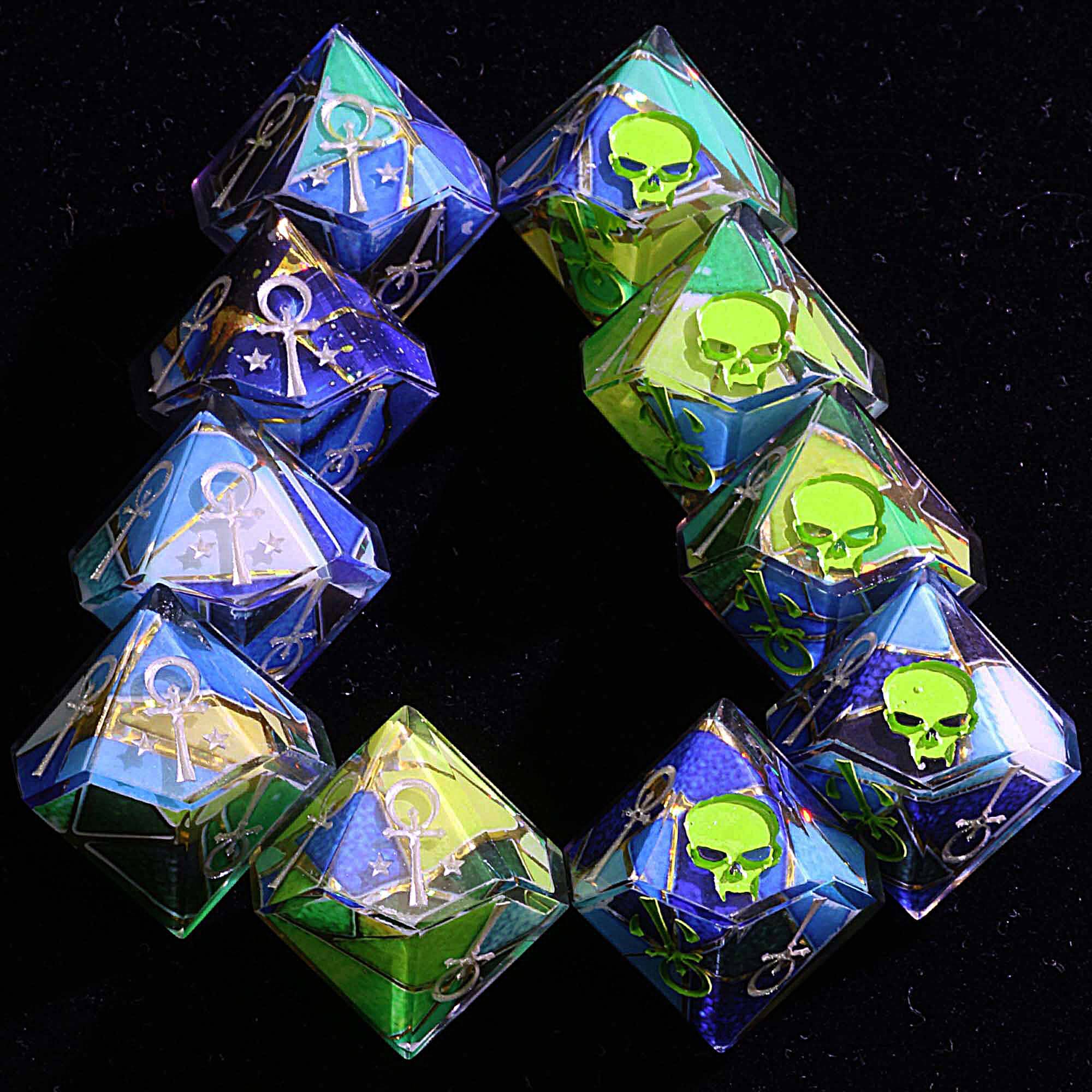 15 Polyhedral Camarilla Dice VtM Set WoD Shards and Edges - Dice of Dragons