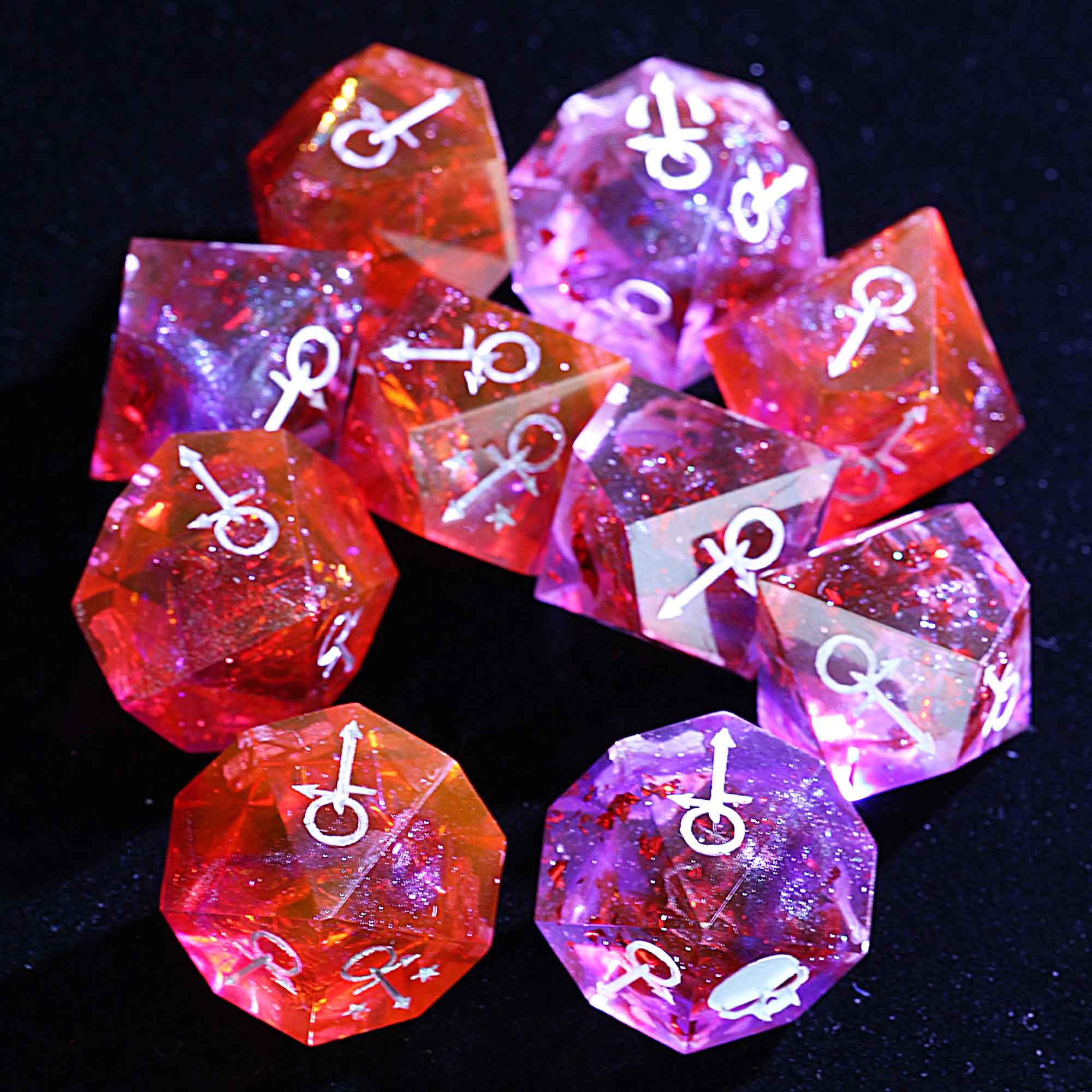 15 Polyhedral Resin Anarch VtM WoD Dice Set Blood and Ambition