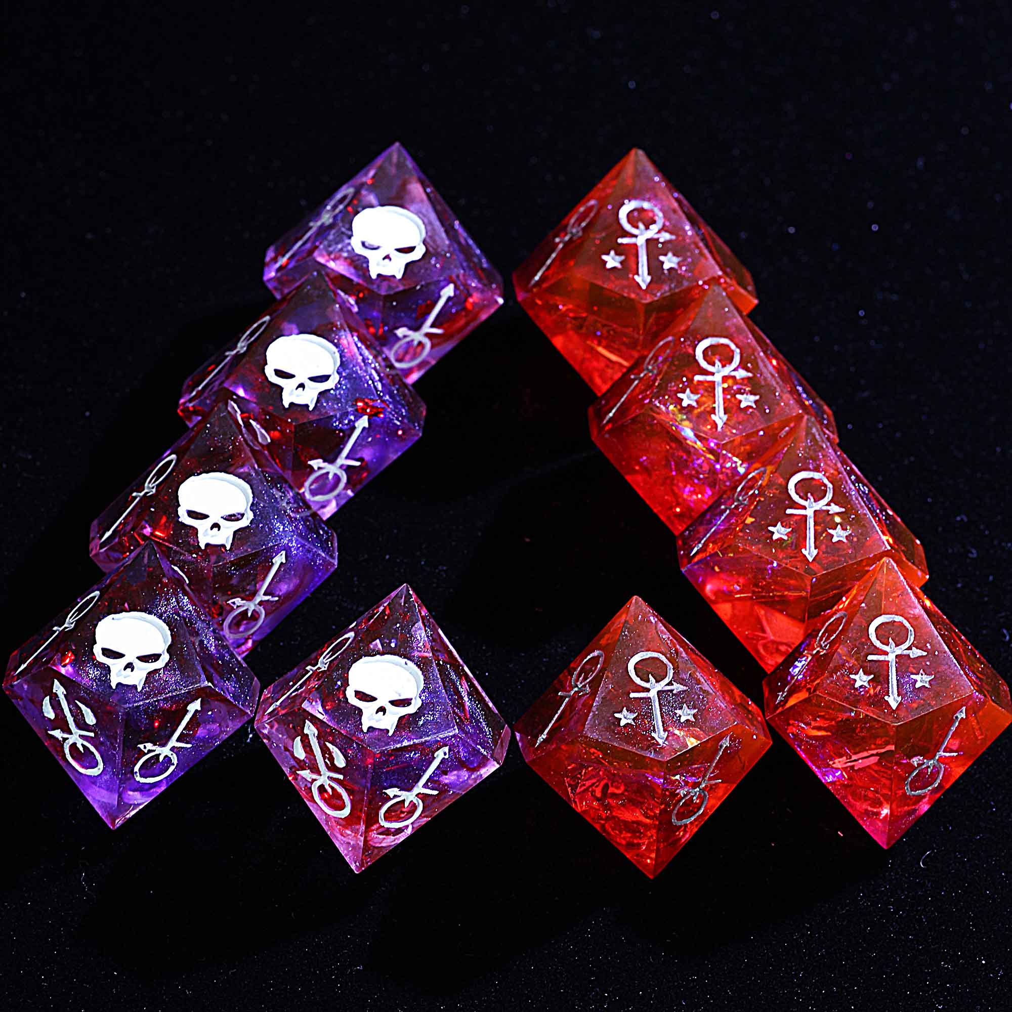 15 Polyhedral Resin Anarch VtM WoD Dice Set Blood and Ambition