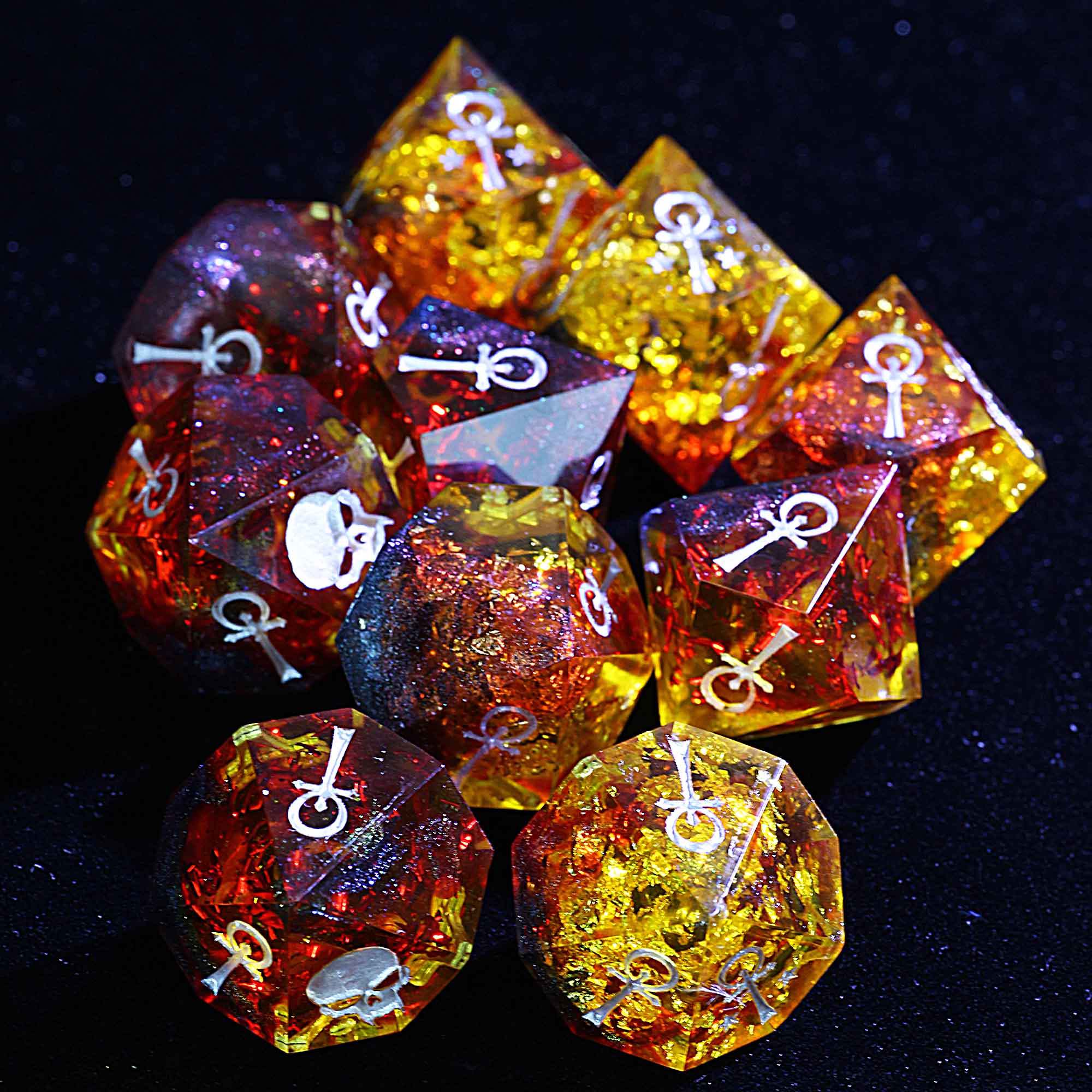 15 Polyhedral Resin Camarilla VtM Dice Set WoD Elders Crimson Pact