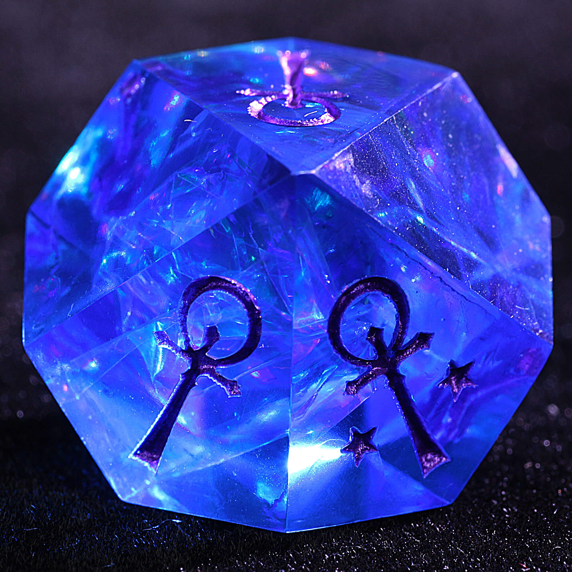 15 Polyhedral Resin Camarilla VtM WoD Set Dice Azure Cipher - Dice of Dragons