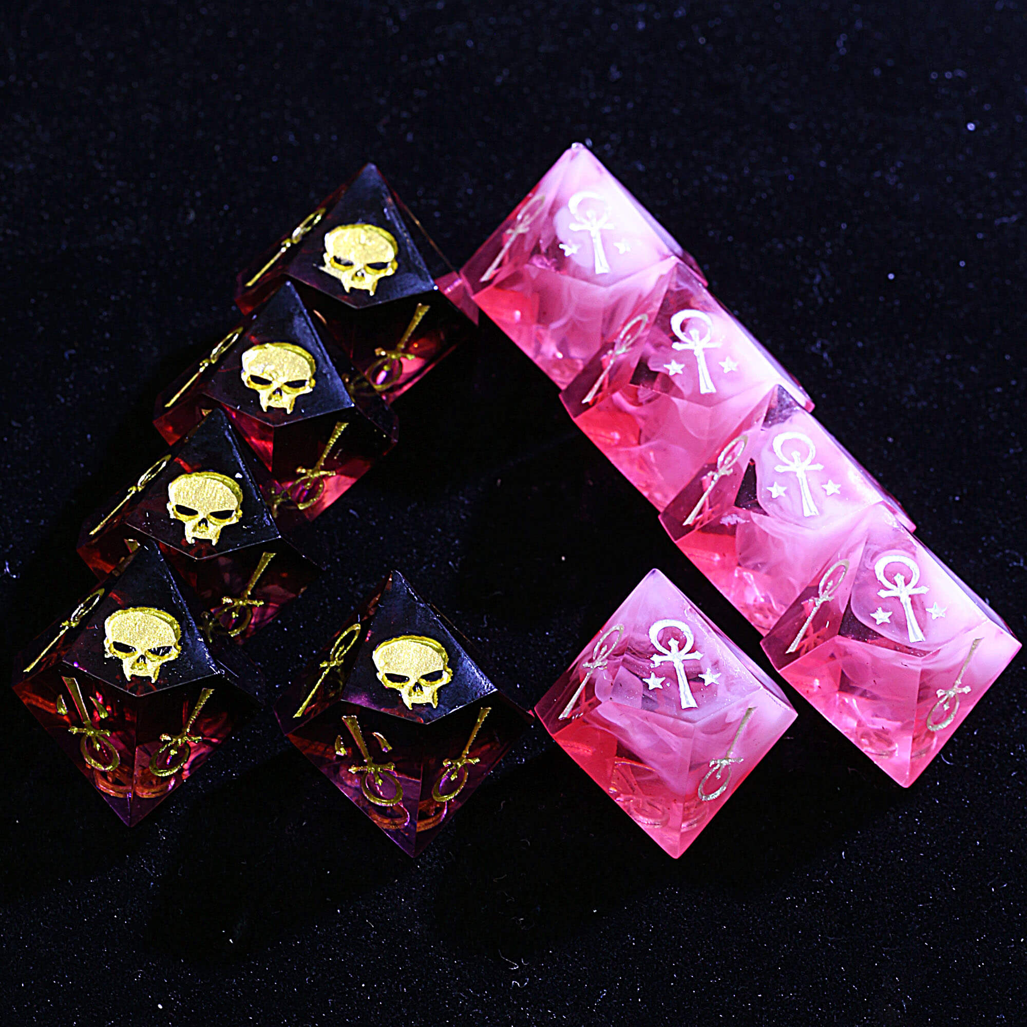 15 Polyhedral Resin Camarilla WoD VtM Dice Sets Velvet Cage - Dice of Dragons