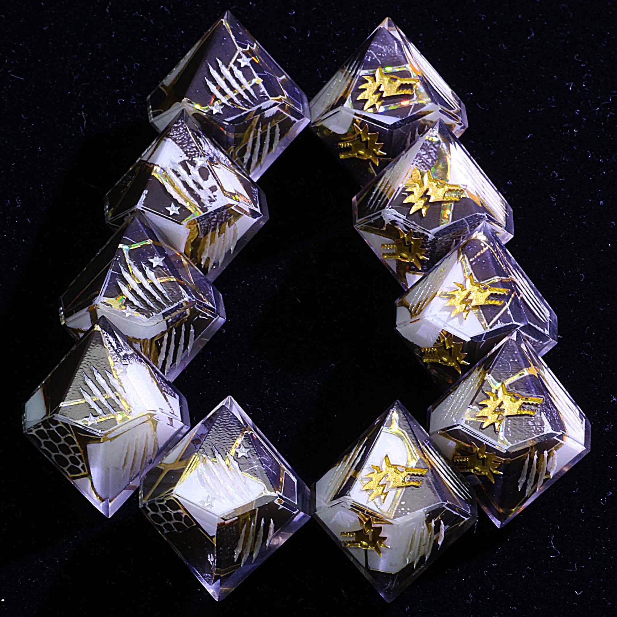 15 Polyhedral Resin WtA WoD Dice Sets Black and White - Dice of Dragons
