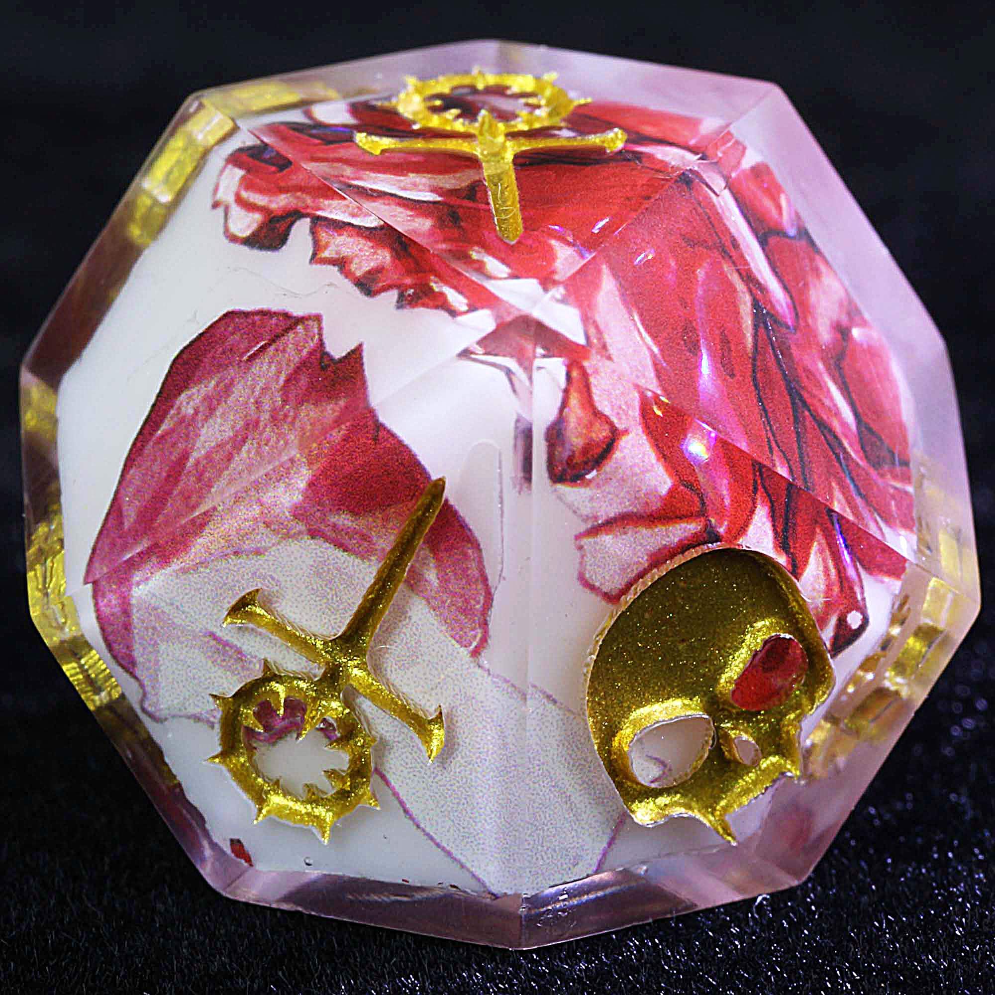 15 Polyhedral Sabbat Dice VtM WoD Set Dark Night Rose - Dice of Dragons