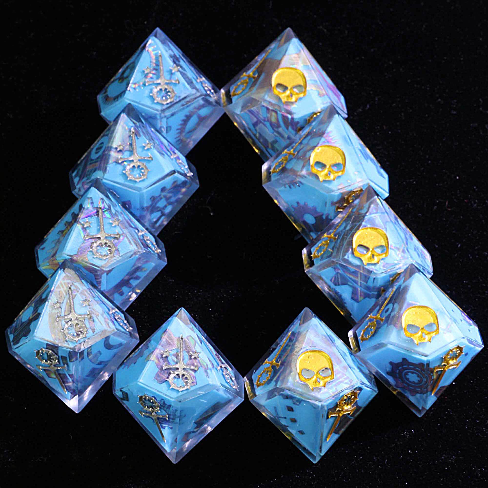 15 Polyhedral Sabbat Dice WoD VtM Set Gear Weaving Web - Dice of Dragons