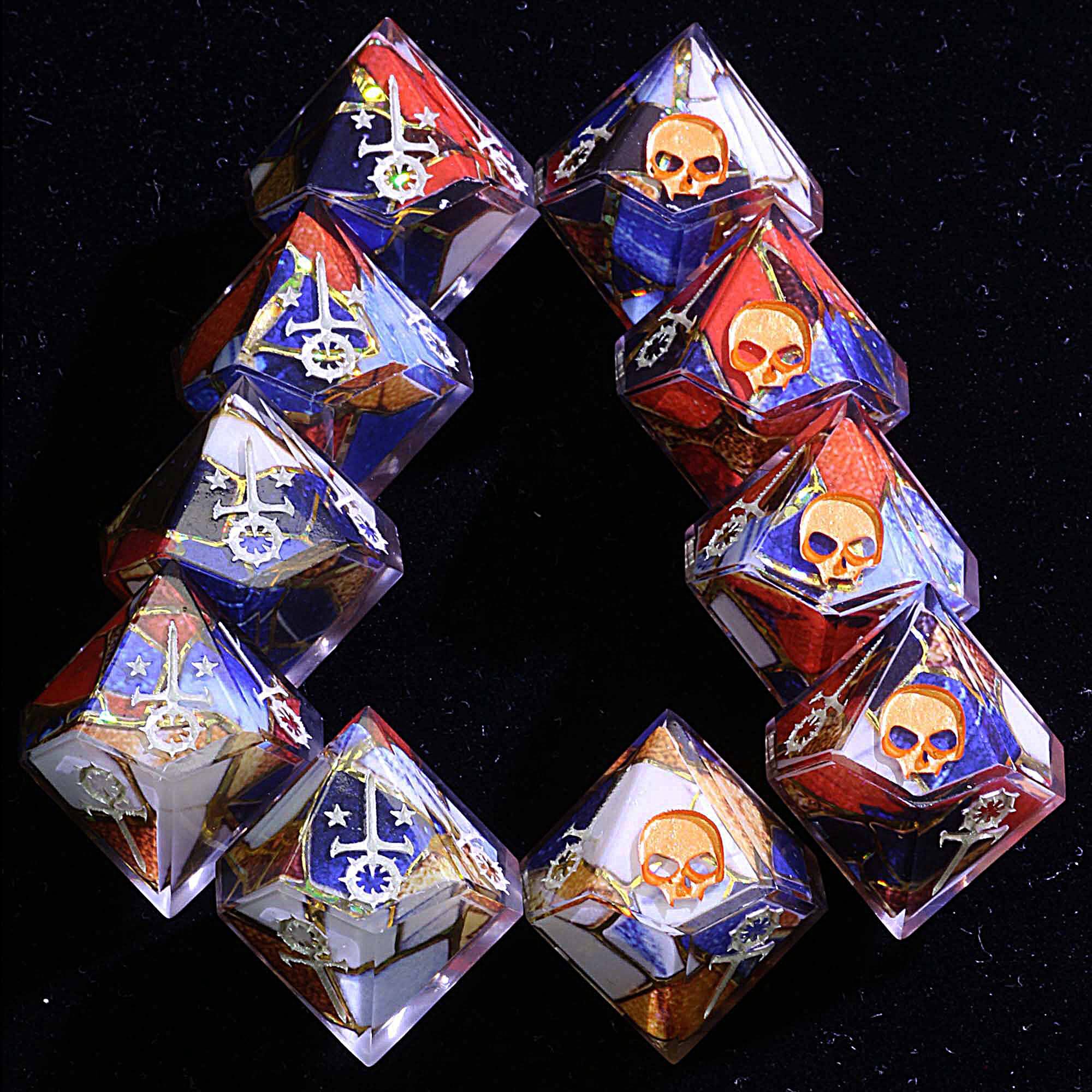 15 Polyhedral Sabbat WoD Dice VtM Set Crimson Tile - Dice of Dragons