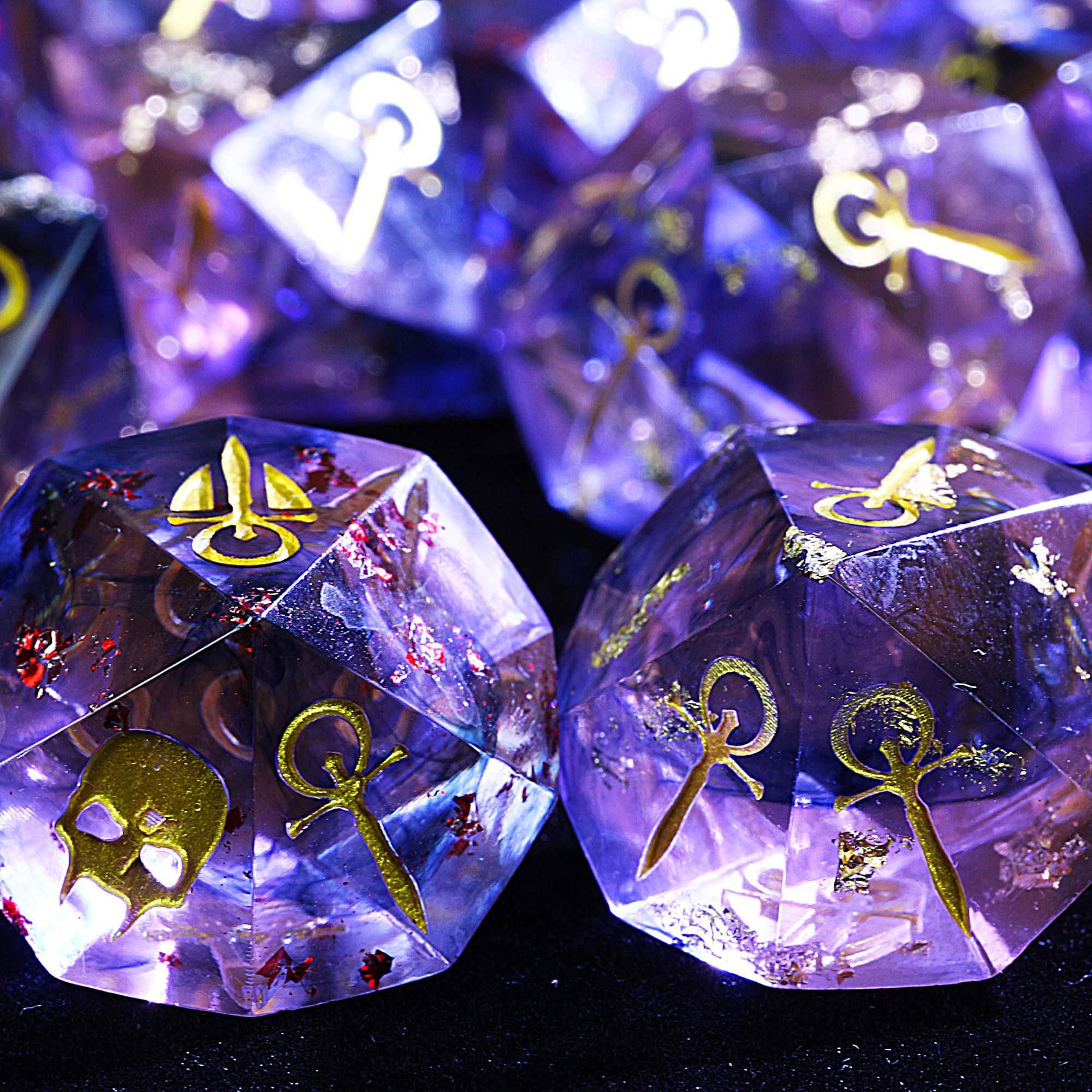 15 Resin Set of D and D Vampire The Masquerade VtM Hunger Dice Red Gold Foil