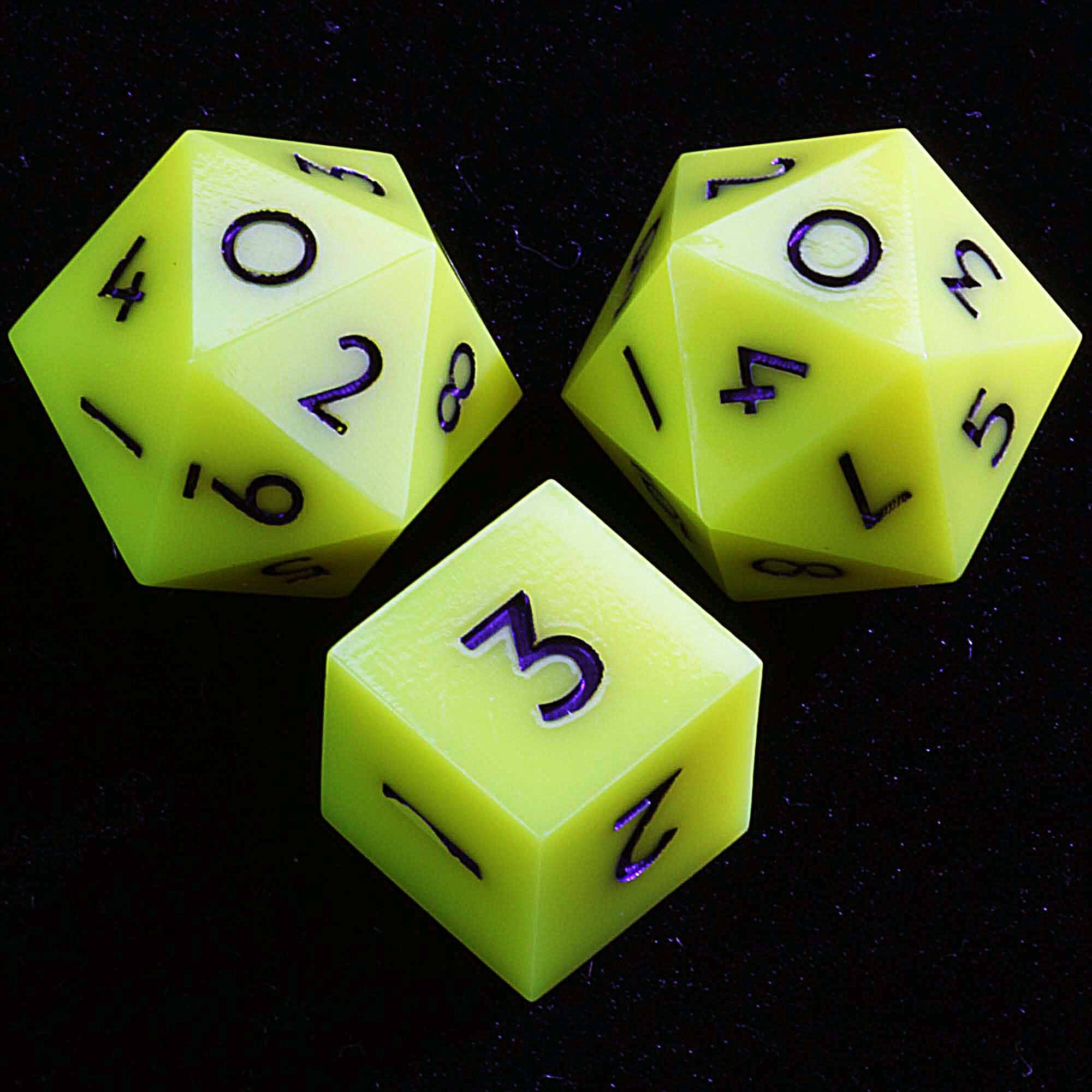 3 Polyhedral Resin 20 Sided D10 and 6 Sided D3 Dice Draw Steel Set Yellow